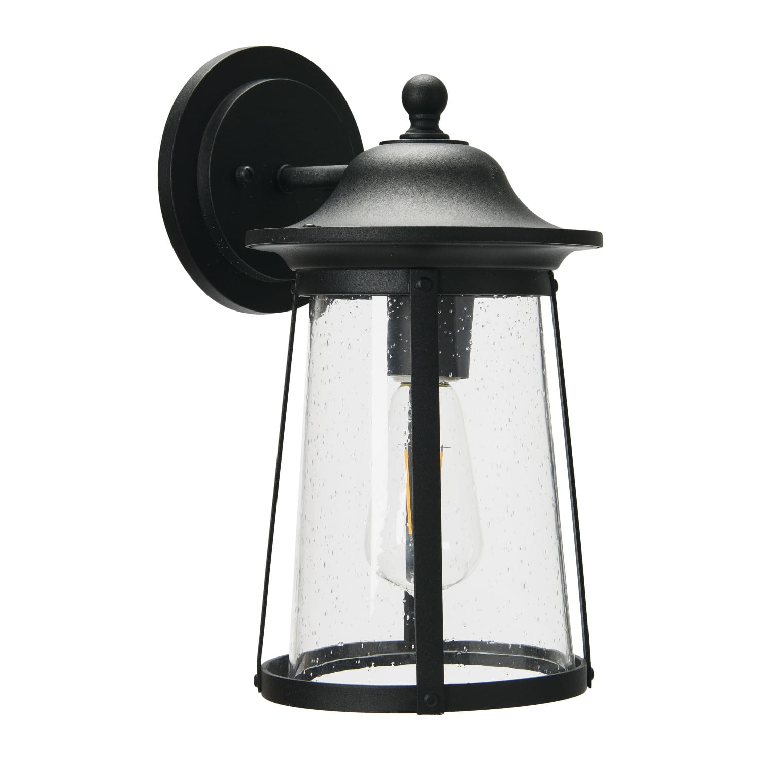 Robert Stevenson Lighting Portside Matte Black Metal &#x26; Seedy Glass Outdoor Light