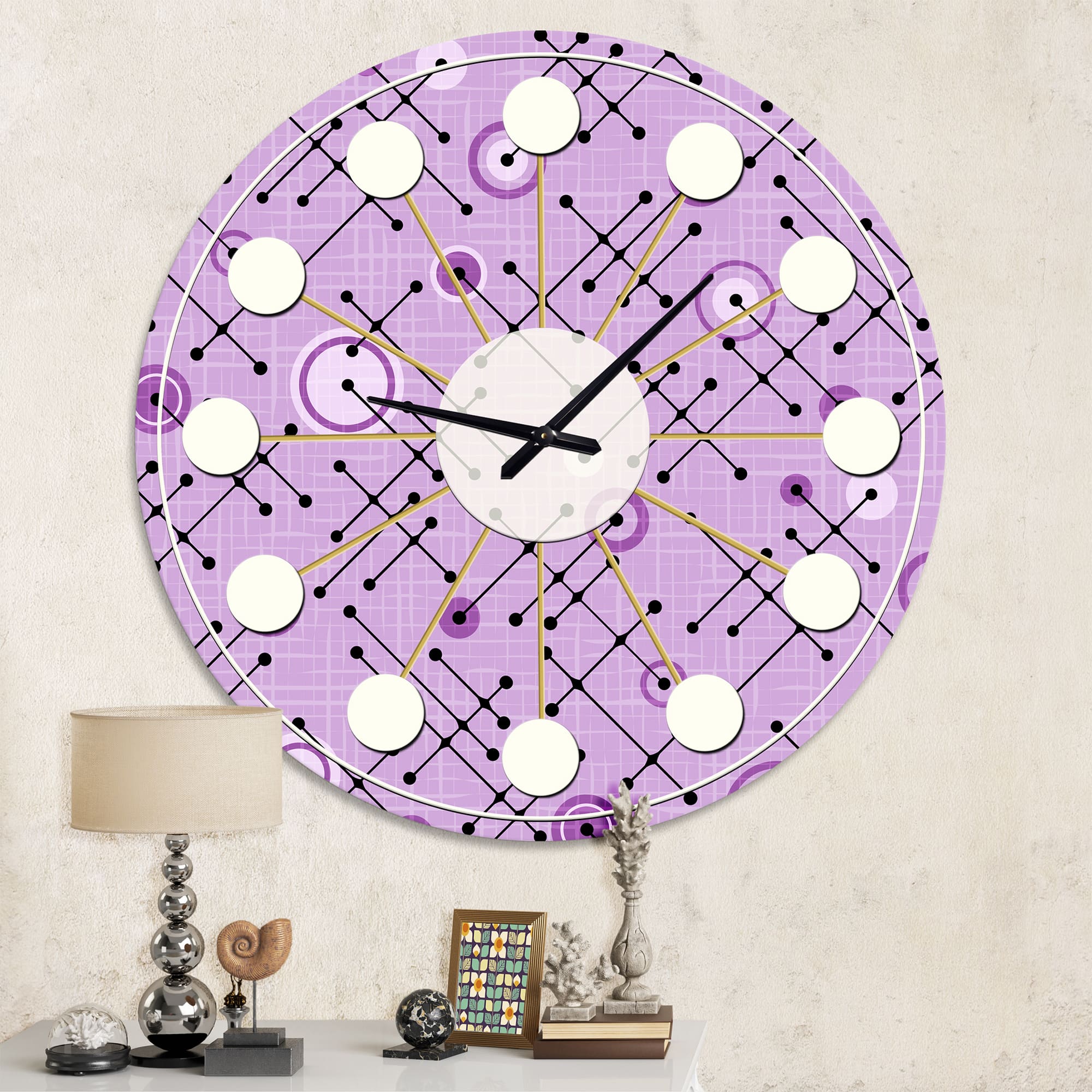 Designart '1950 Retro Pattern Iii Mid-Century Modern Wall Clock