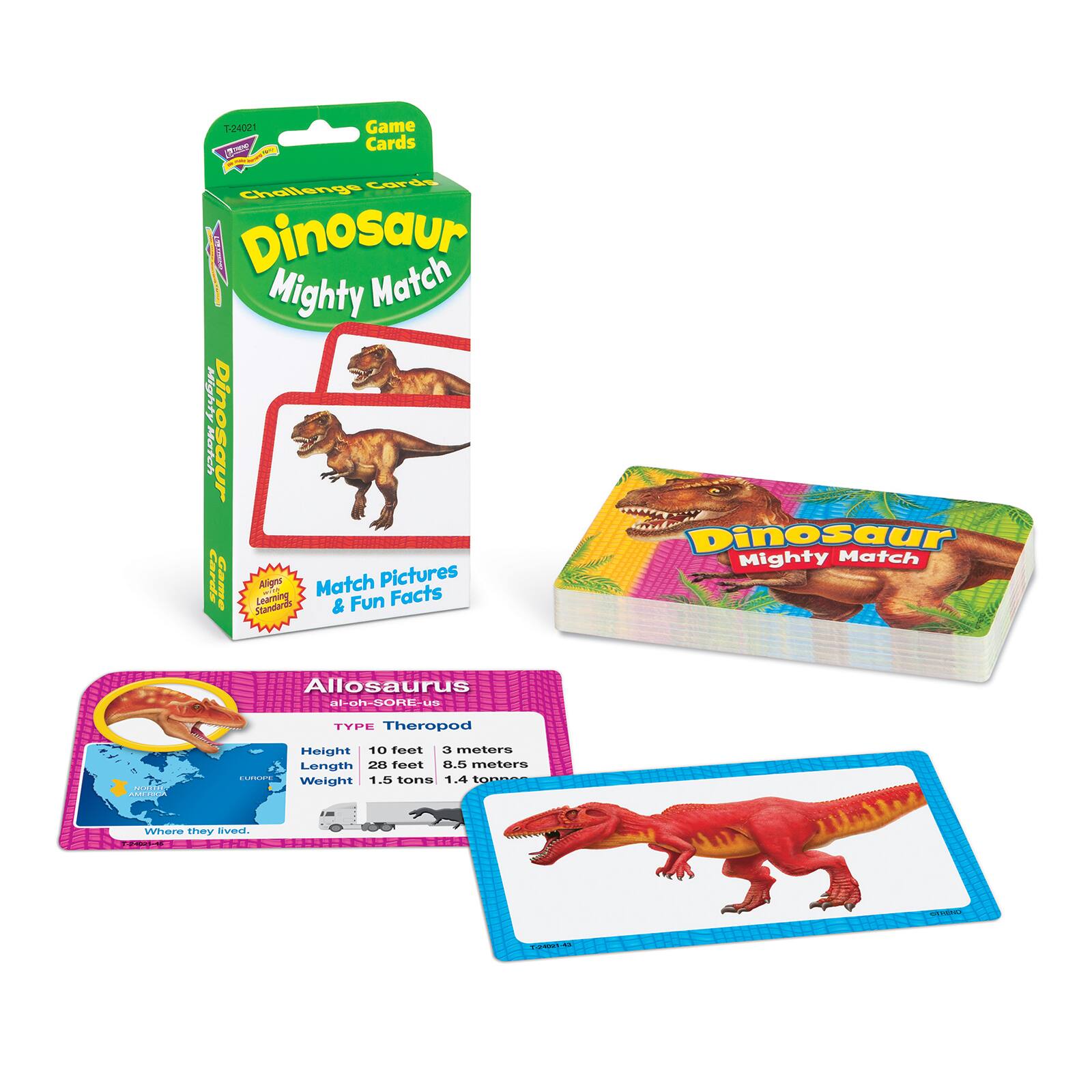 TREND Enterprises&#xAE; Dinosaur Mighty Match Challenge Cards&#xAE;, 12 Packs