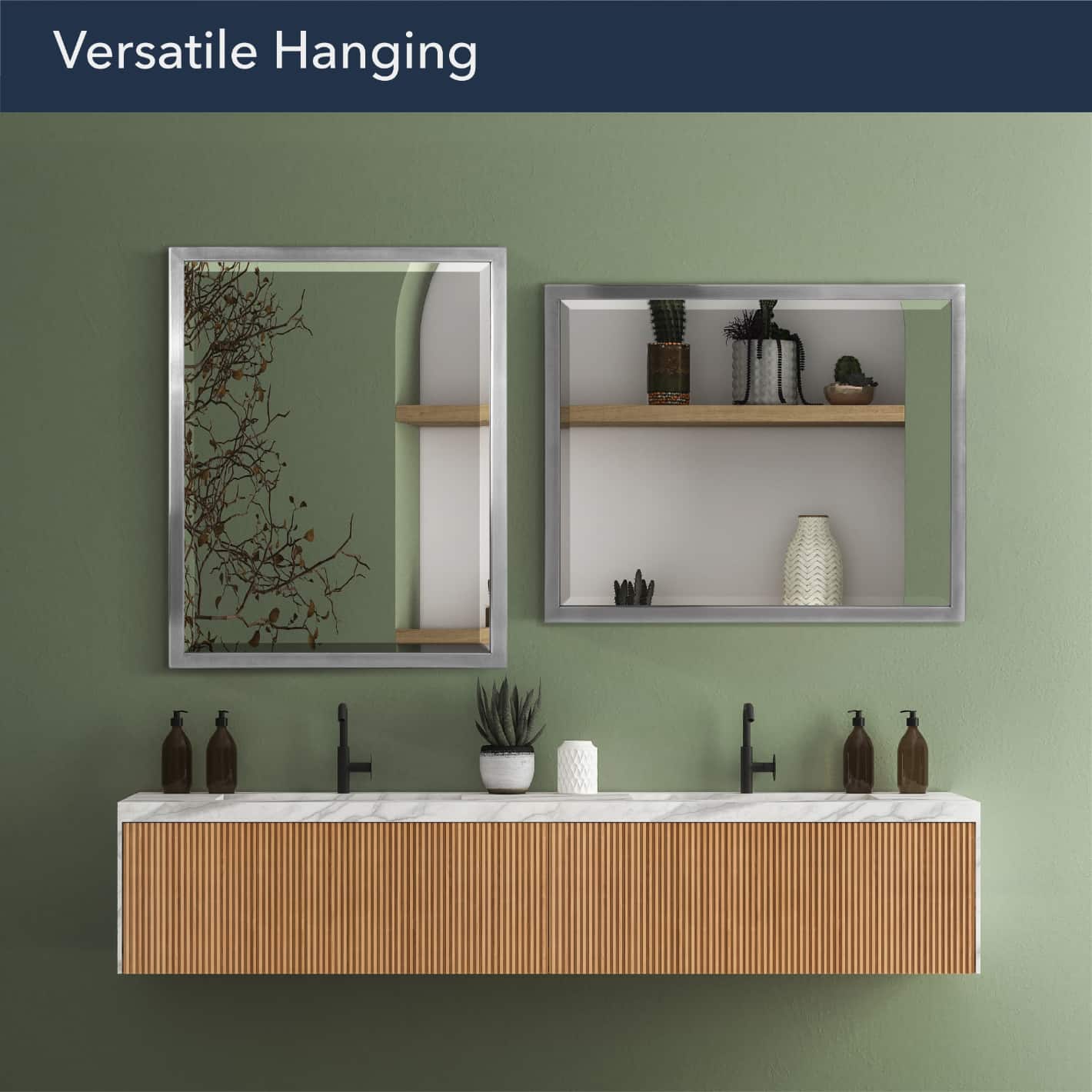 Head West Brushed Nickel Stainless Steel Beveled Accent Vanity Mirror