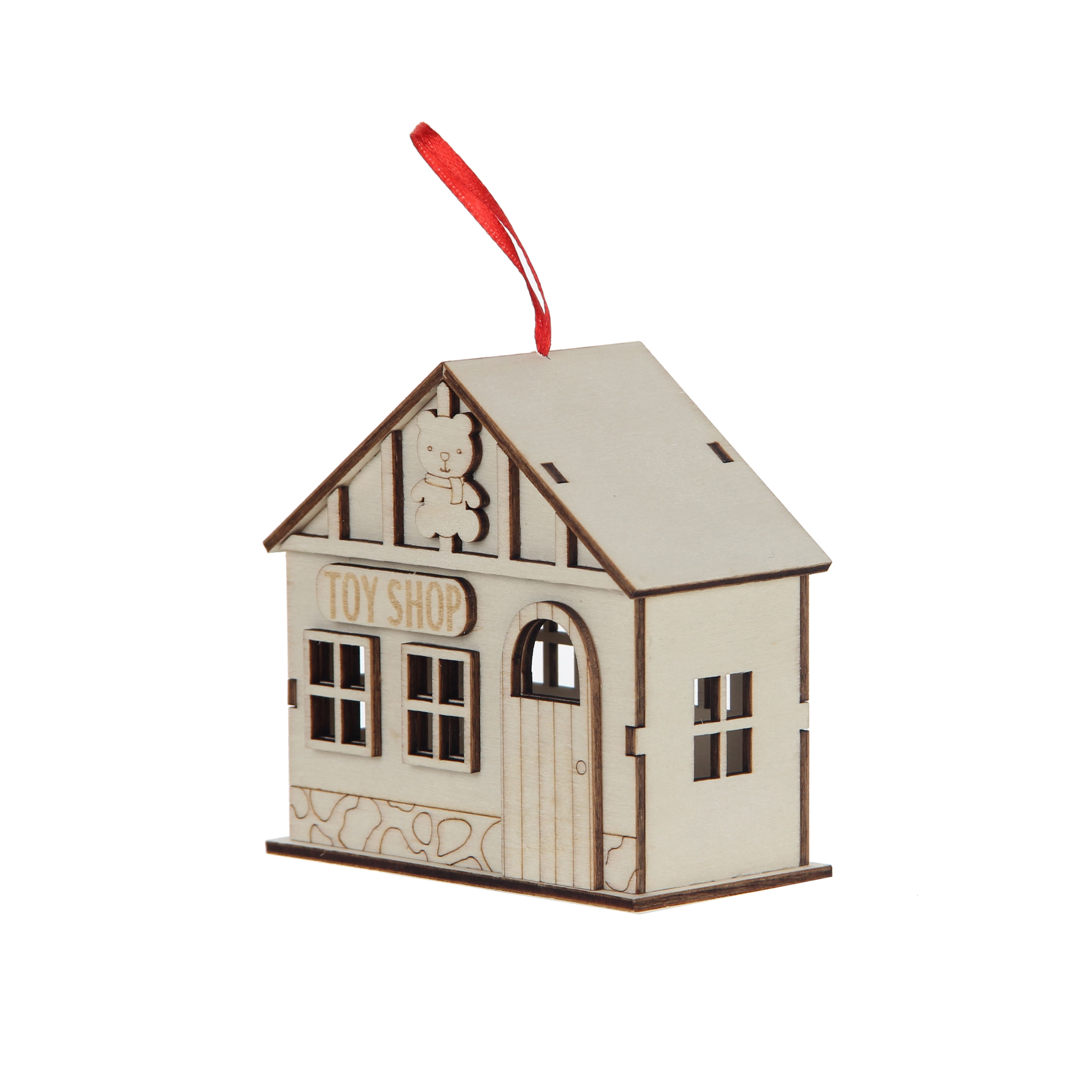 3.75&#x22; DIY LED Unfinished Plywood Toy Shop Village Ornament by Make Market&#xAE;