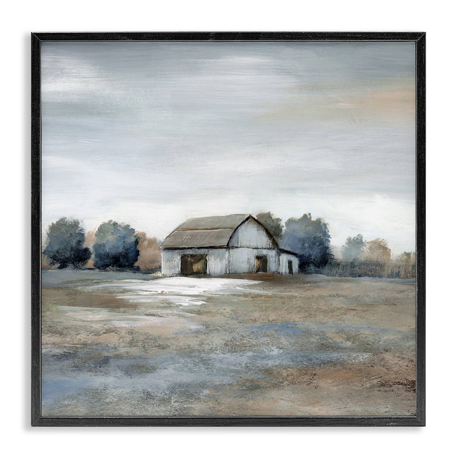 Stupell Industries Countryside Barn Neutral Tones Framed Giclee Art
