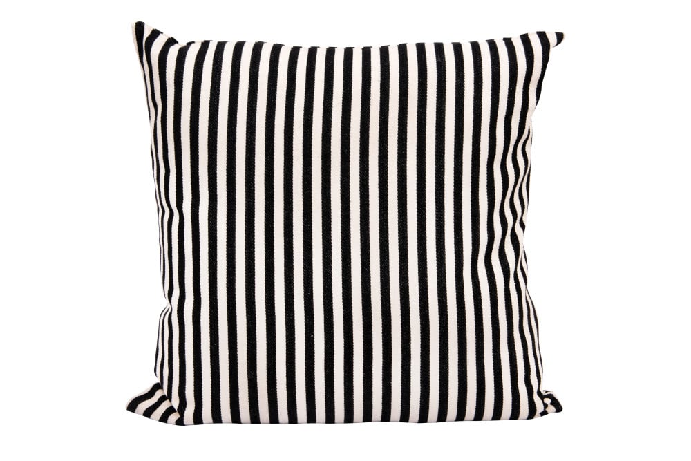 Black and Cream Woven Cotton Striped Pillow