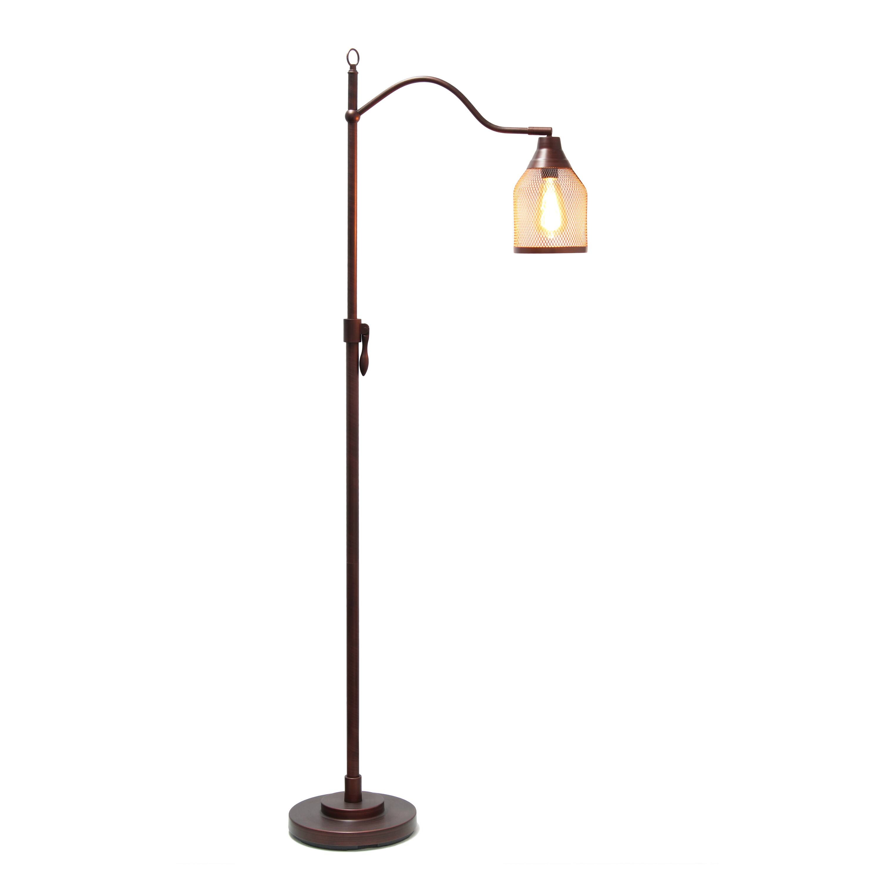 Lalia Home 5ft. Red Bronze Vintage Arched Floor Lamp with Iron Mesh Shade