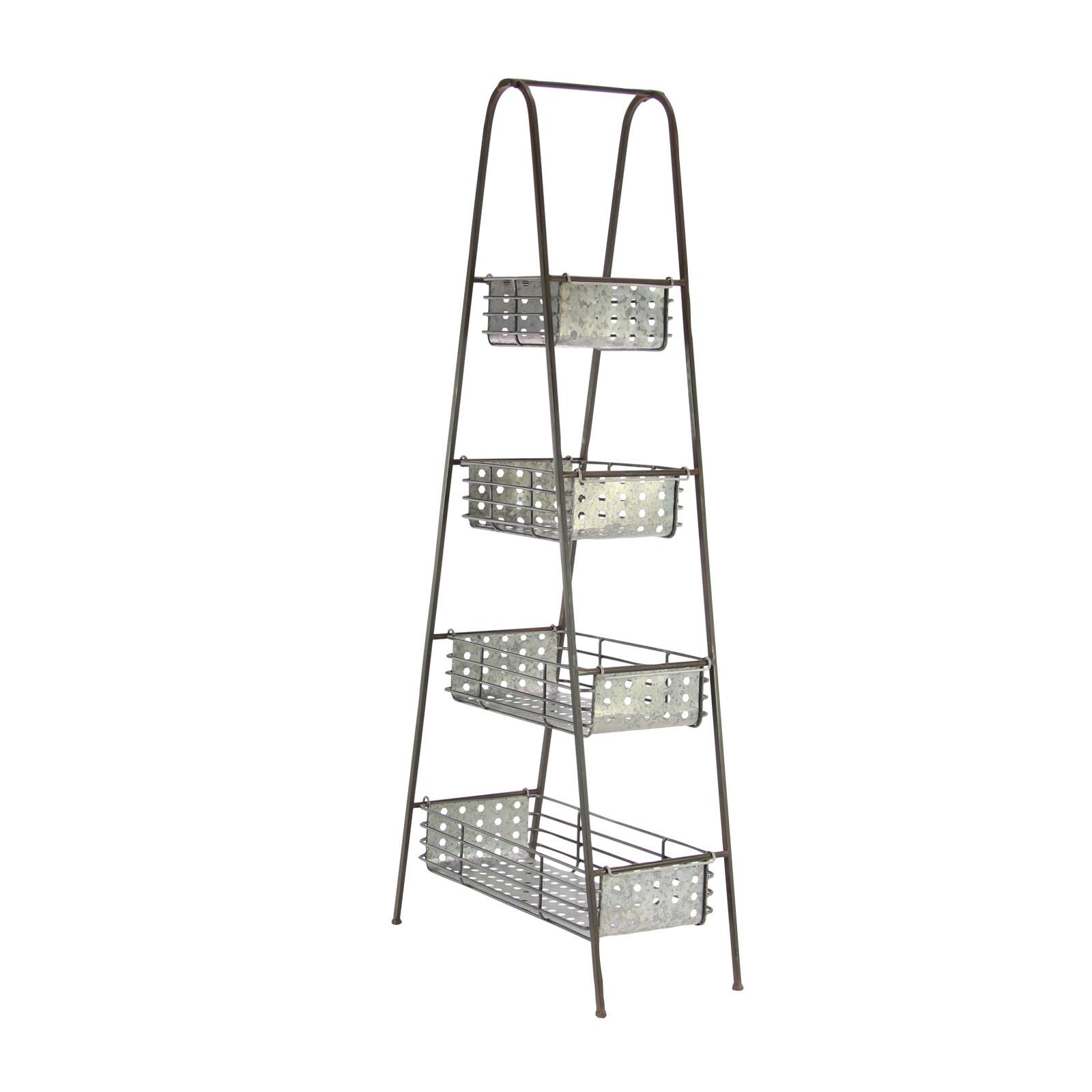 Farmhouse Black Metallic 4-Tier Storage Rack