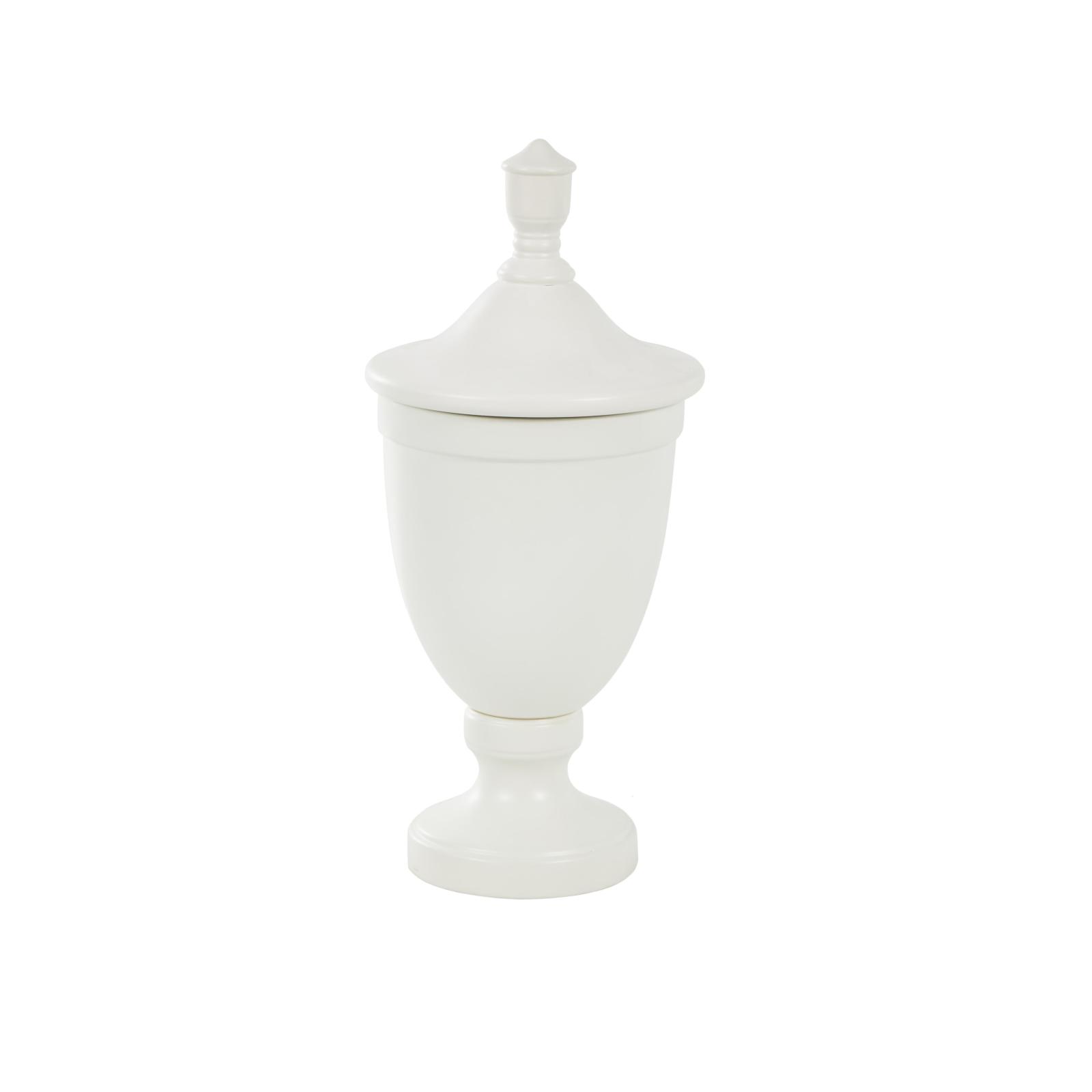 22" White Ceramic Fluted Urn Jar