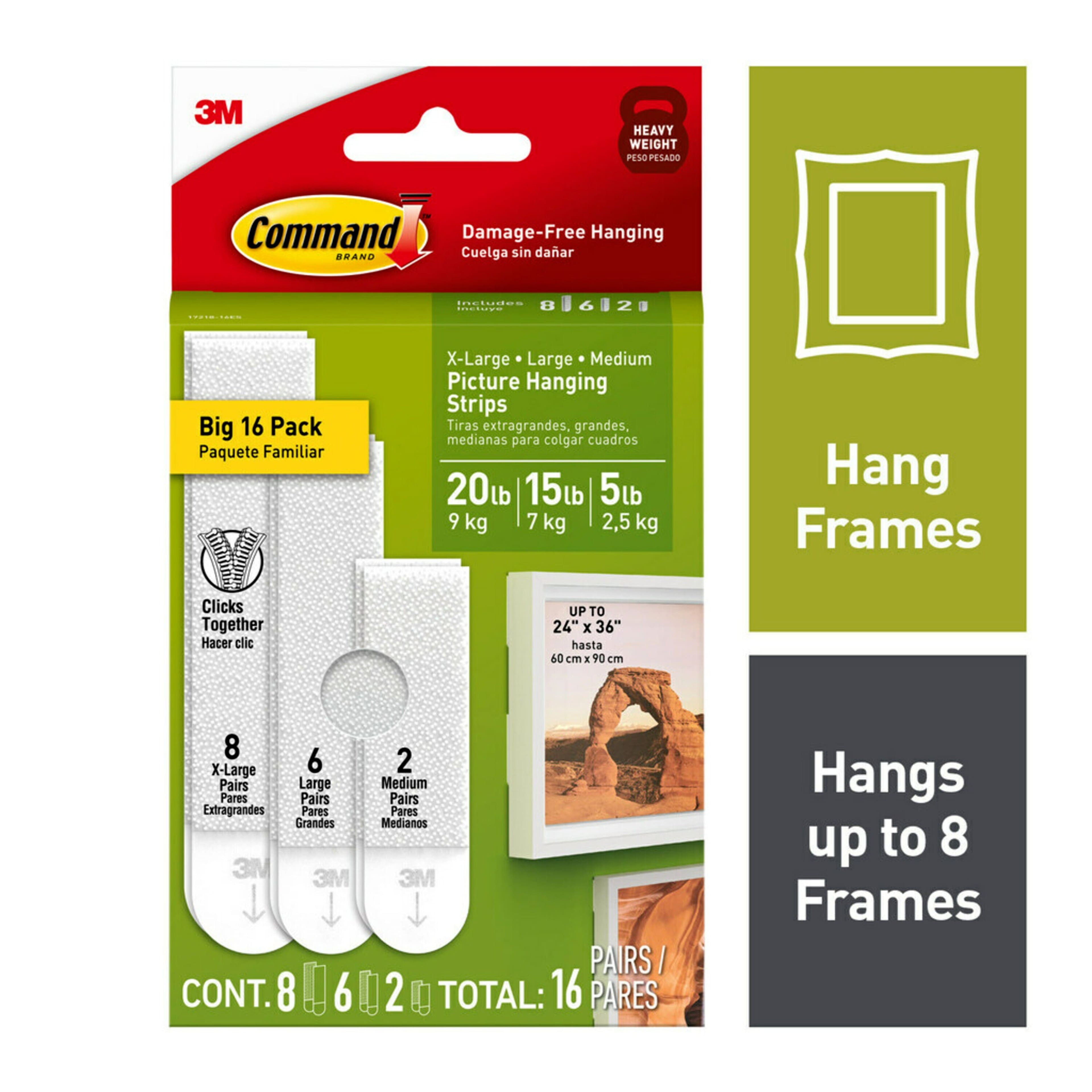 8 Packs: 16 ct. (128 total) 3M Command™ White Picture Hanging Strip Mixed Pack