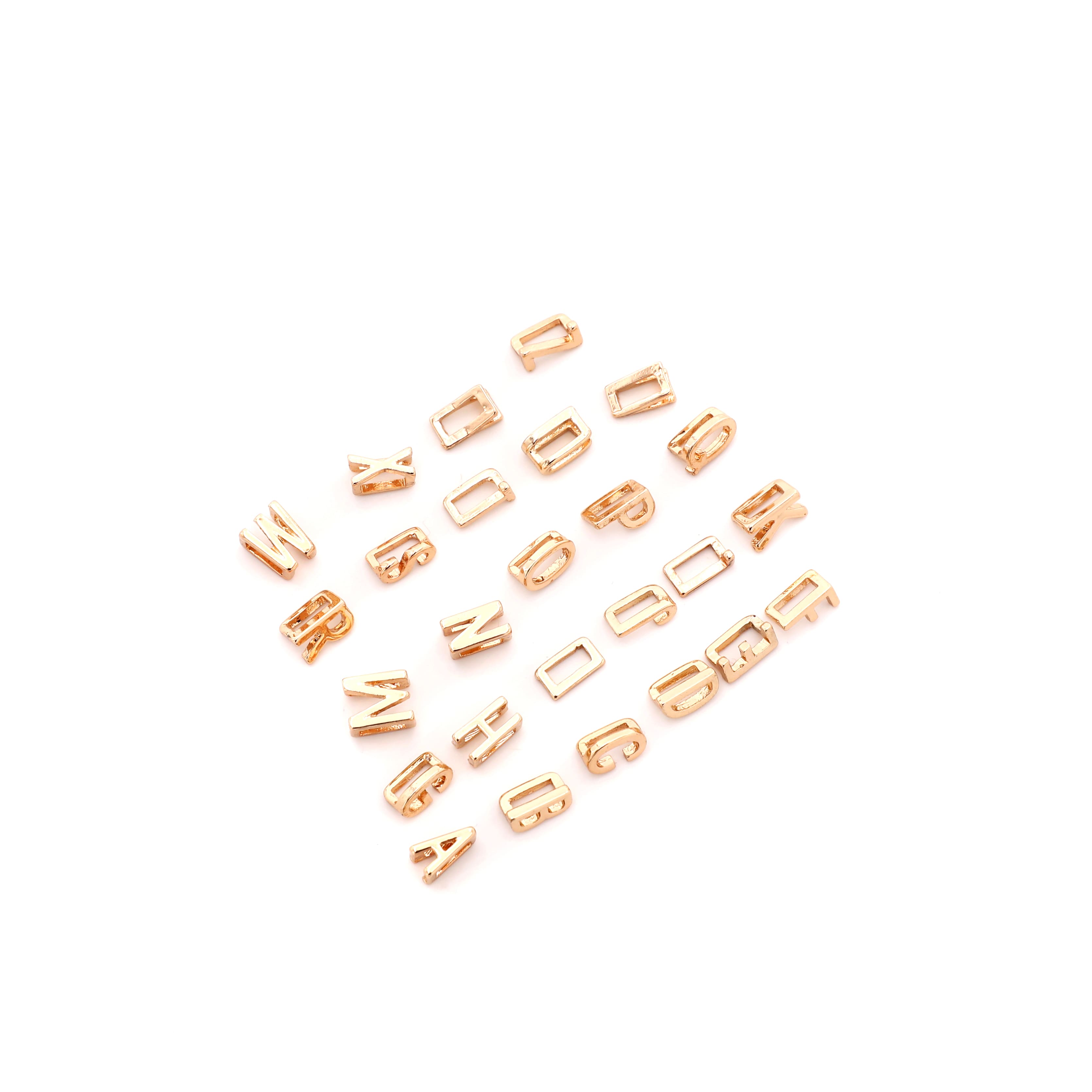 Pukido Letter/Alphabet Rectangle Alloy Antique Bronze Hole Charm Beads 100pcs/lot fit Bracelet 11mm XZ02 Color: T
