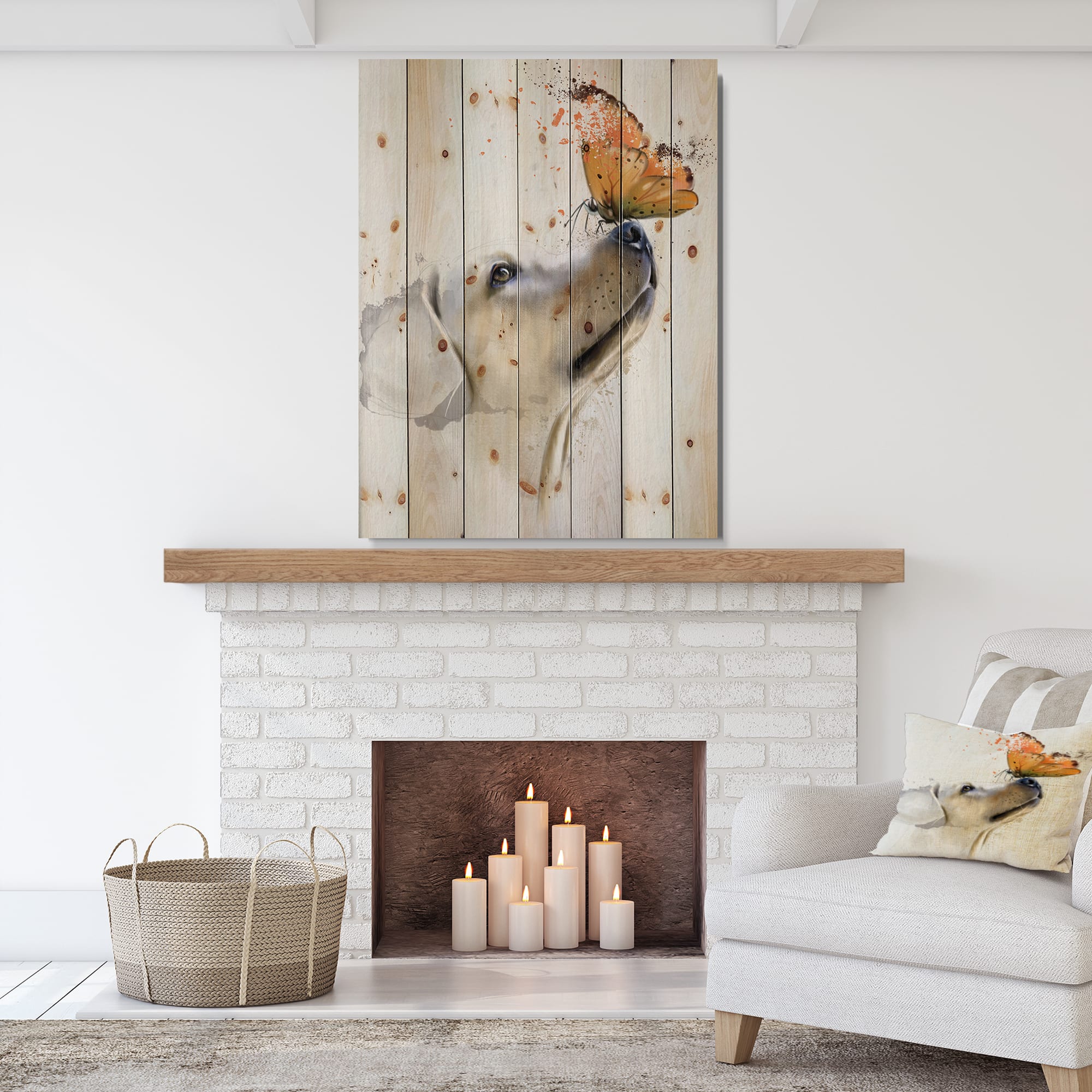 Designart - Golden Retriever Dog with Butterfly