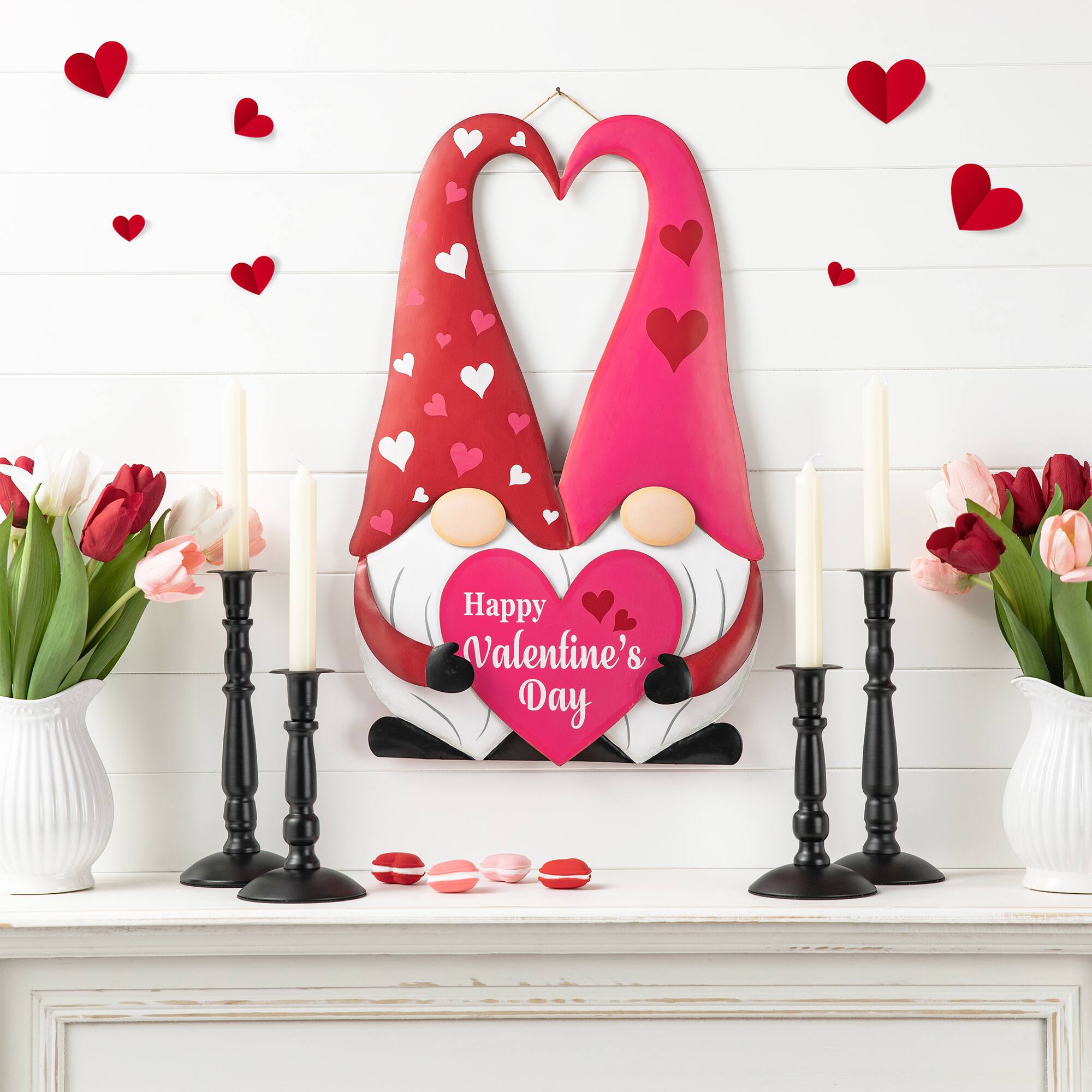 Glitzhome&#xAE; 30&#x22; Valentine&#x27;s Metal Gnome Couple Yard Stake