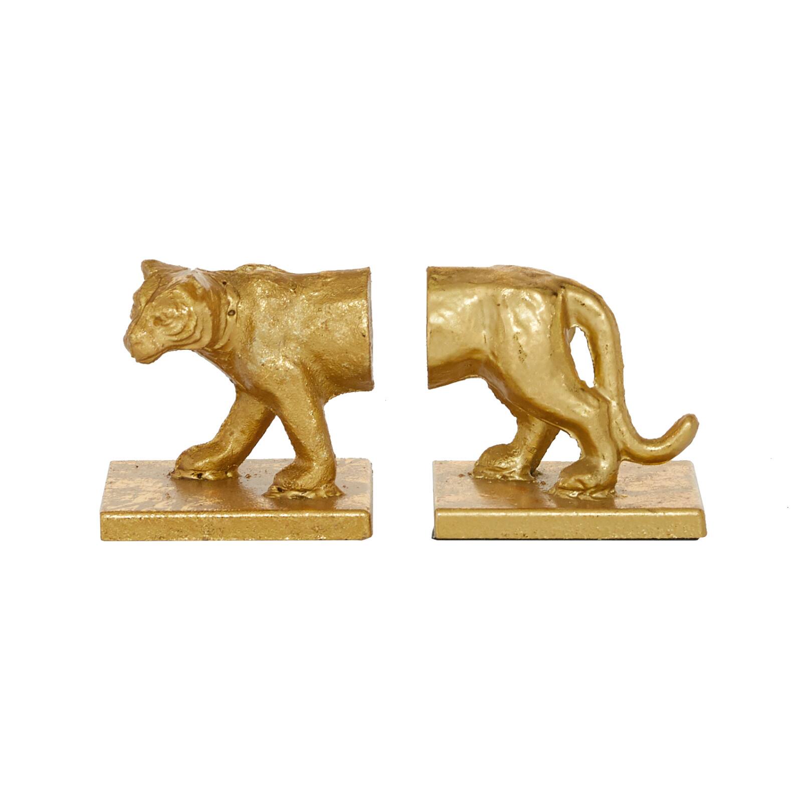 5&#x22; Gold Iron Cougar Glam Bookends