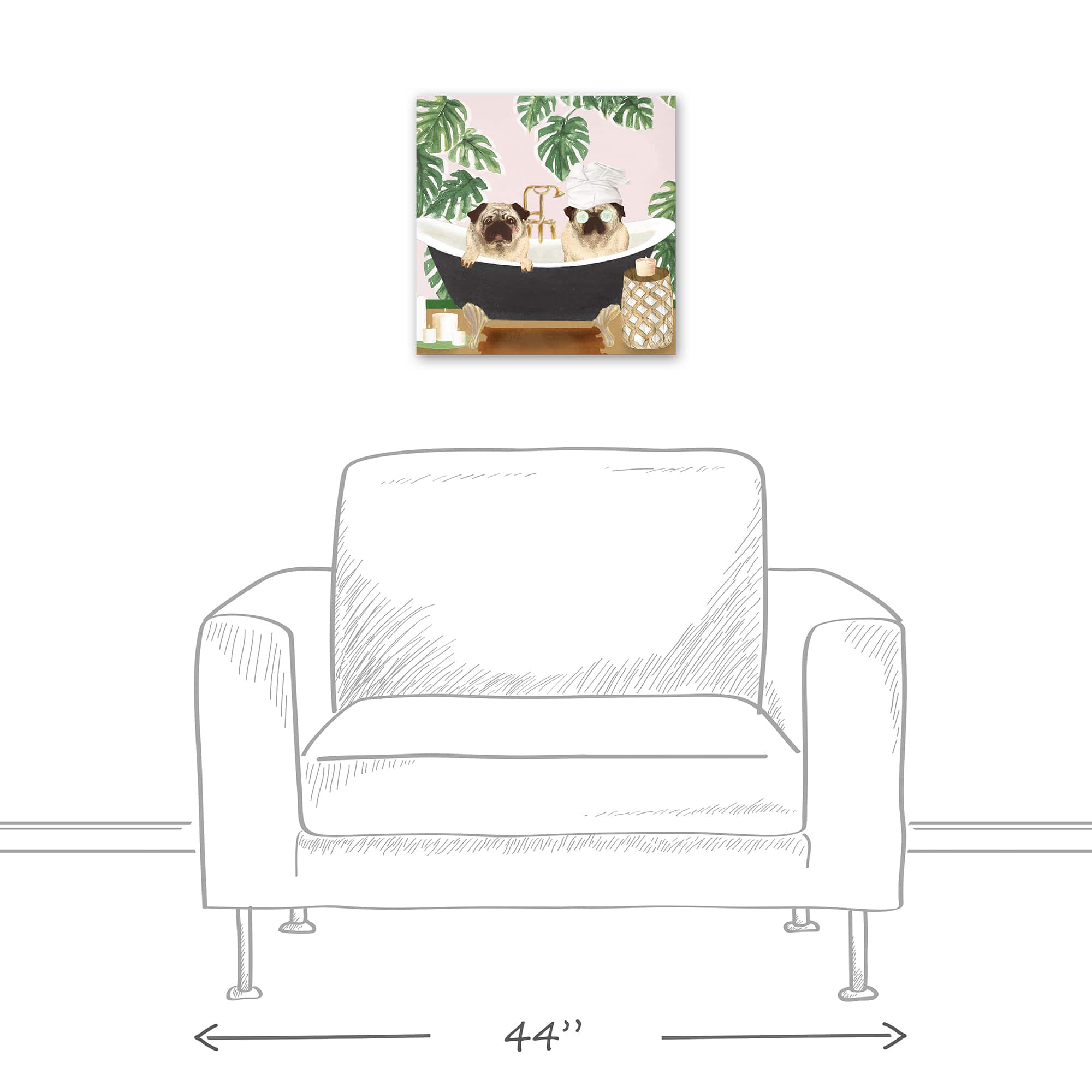 Spa Pugs 2 Canvas Wall Art