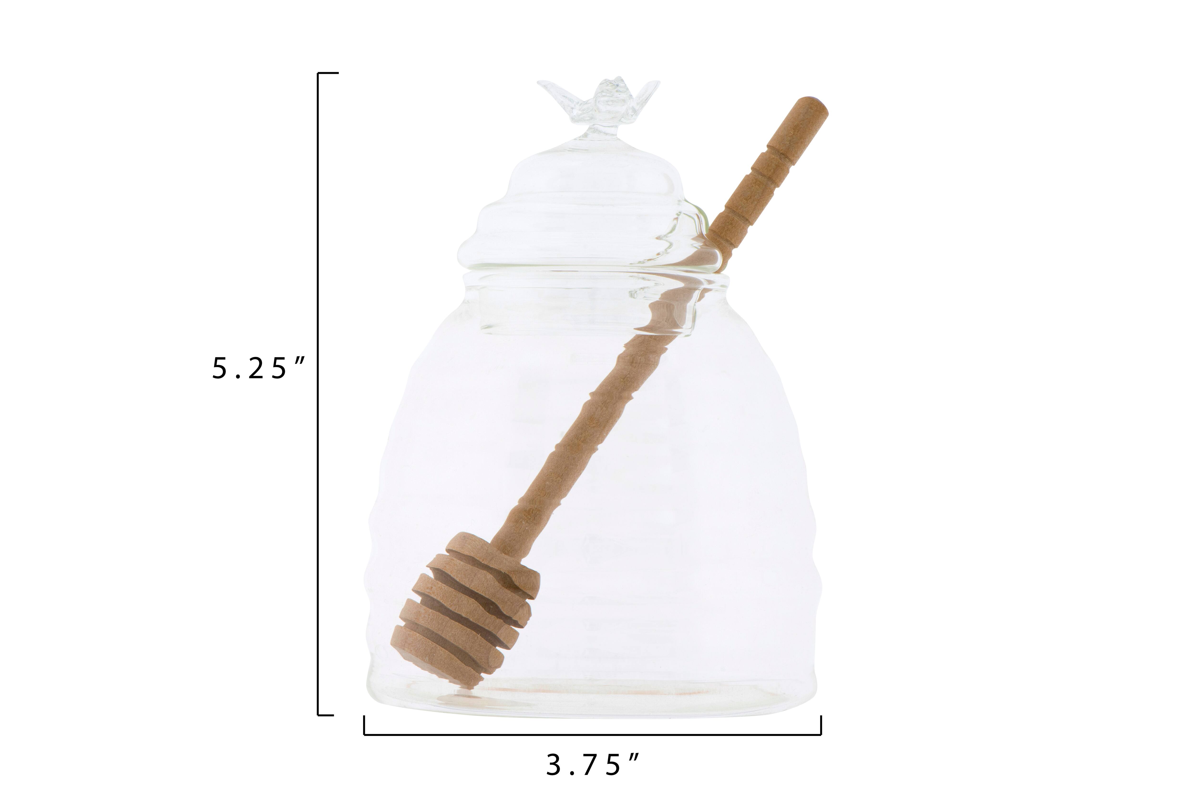 Hello Honey&#xAE; Clear Honey Pot with Lid &#x26; Bamboo Dipper Set
