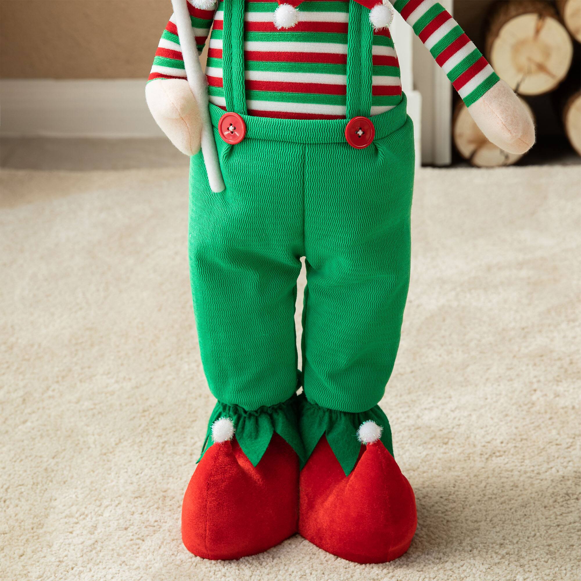 Glitzhome® 39" Telescopic Christmas Elf Boy Standing Décor