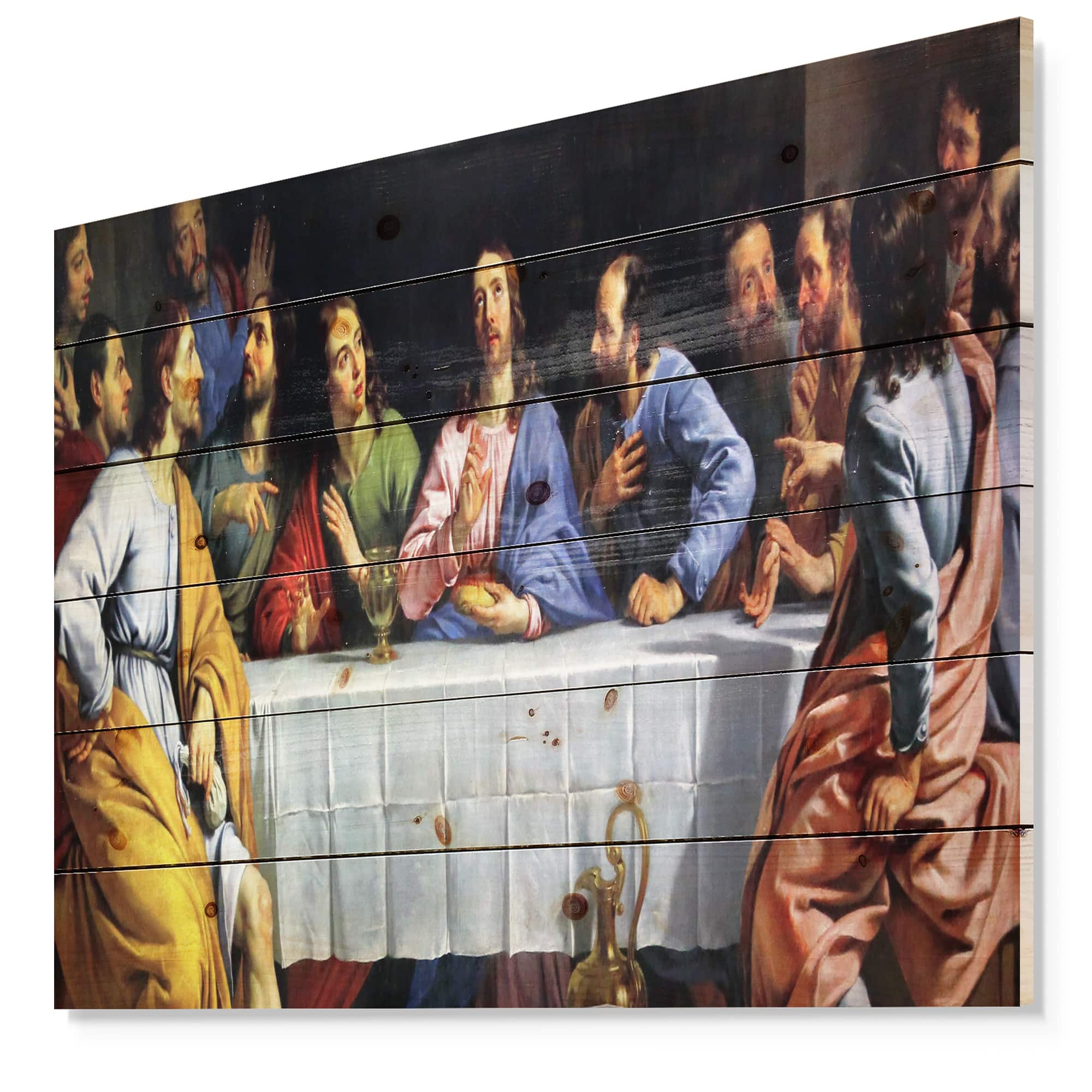 Designart - The Last Supper - Religious Print on Natural Pine Wood