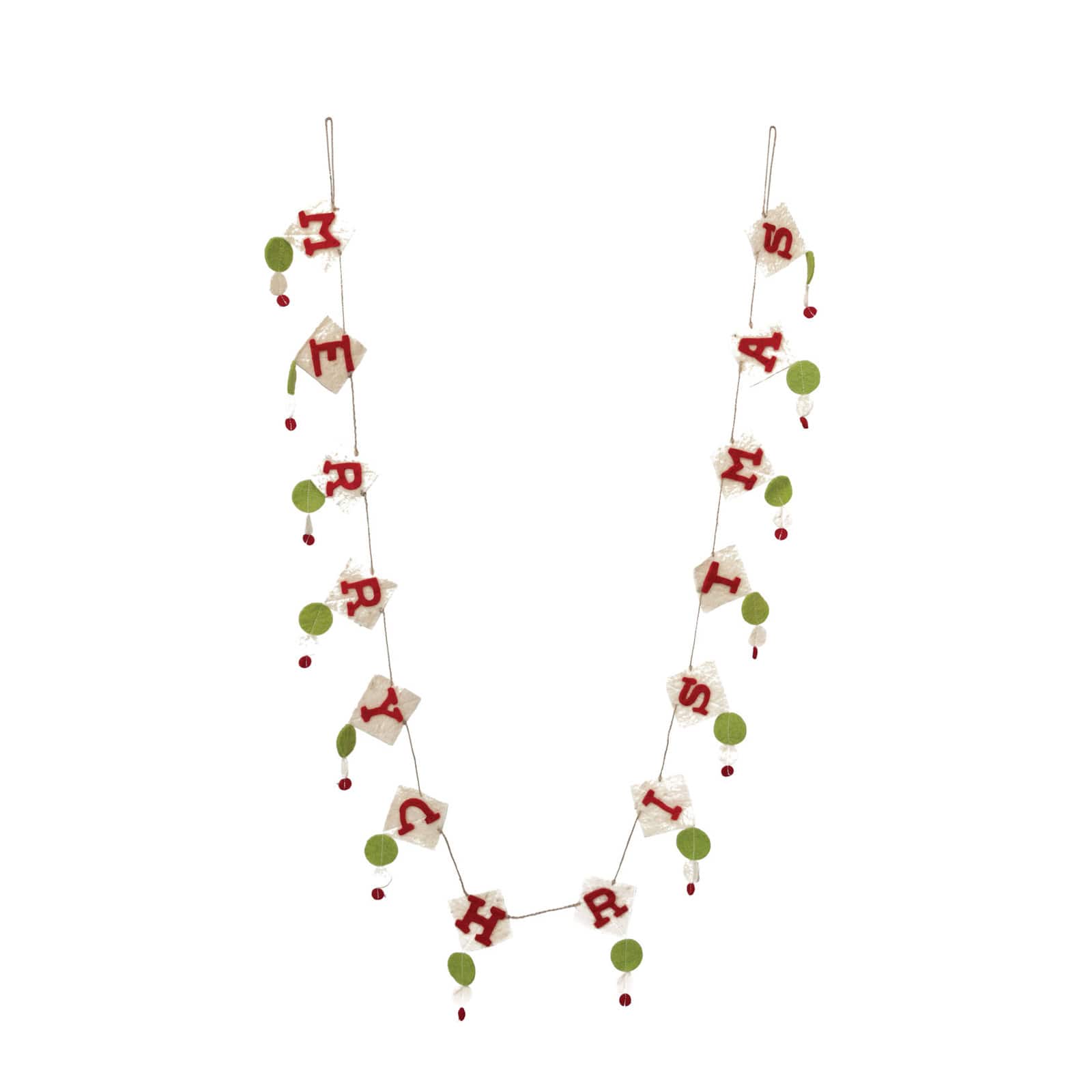 Hello Honey® 6ft. Red & Green Wool Felt Merry Christmas Garland