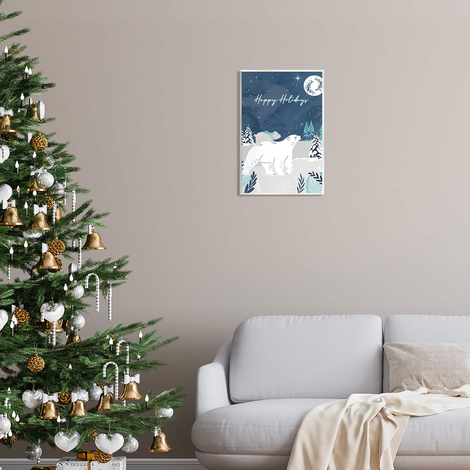 Stupell Industries Happy Holidays Winter Snow Bears Wall Plaque Art