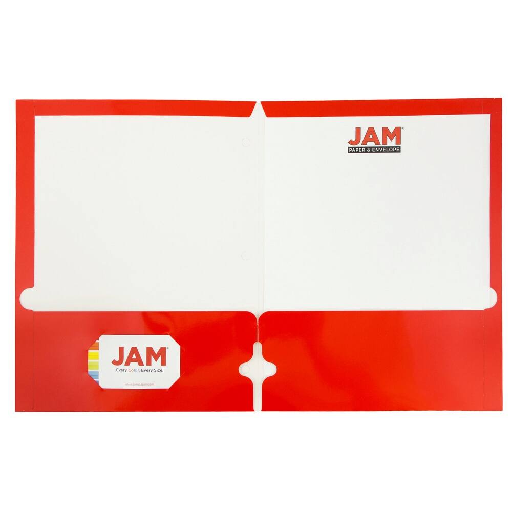 JAM Paper Laminated 2-Pocket Glossy 3-Hole Punch School Folders, 6ct.