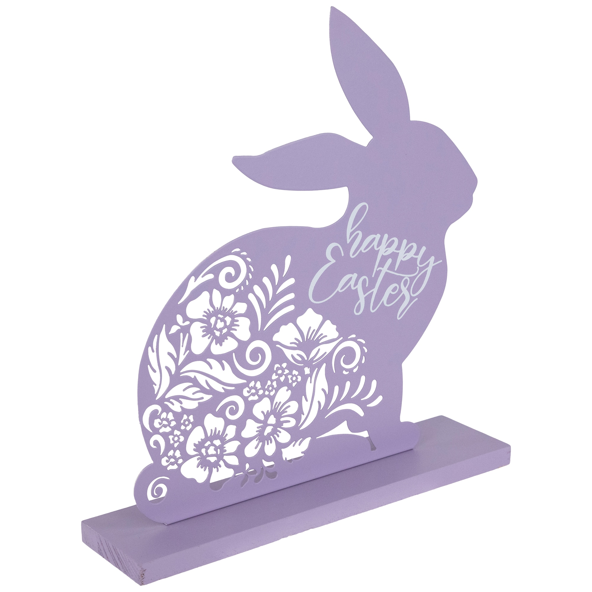 13&#x22; Happy Easter Floral Cut-Out Bunny D&#xE9;cor