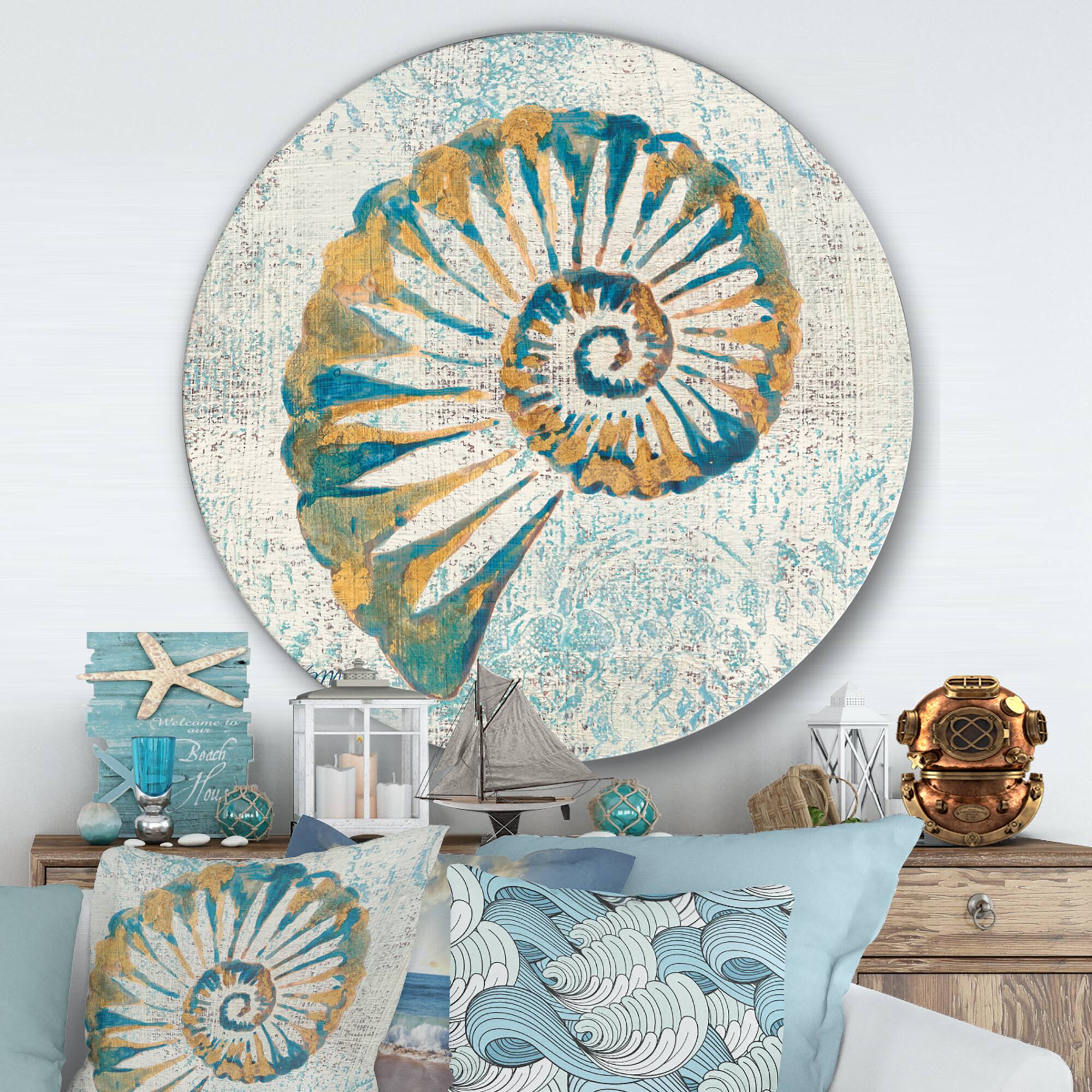 Designart - Spiral Shell Hand Painted