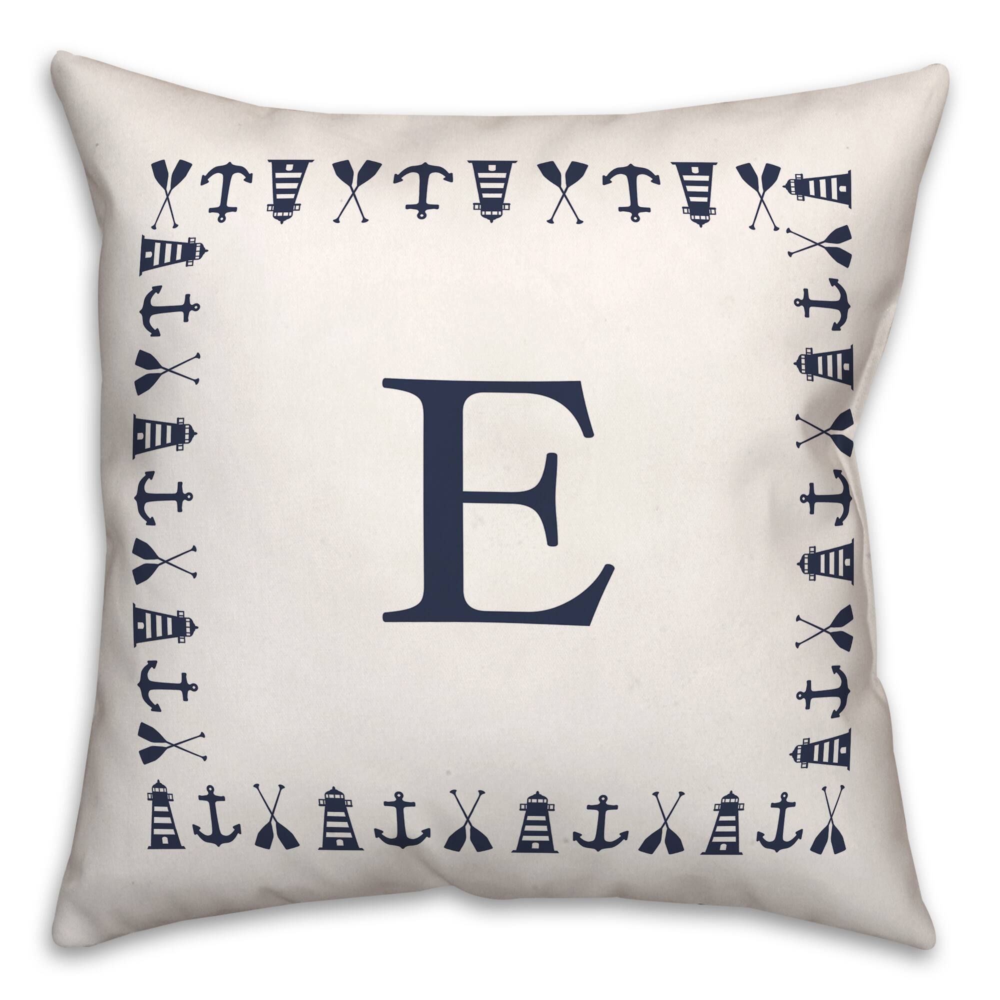 Nautical Monogram Throw Pillow
