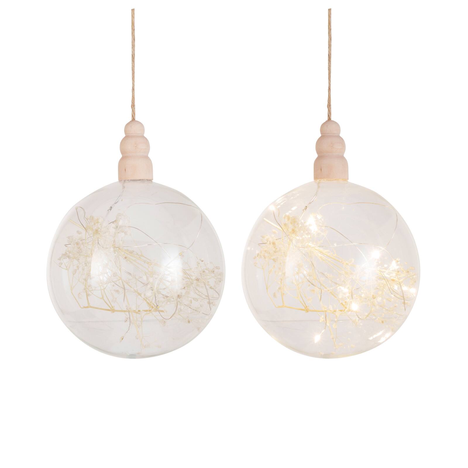 Hello Honey&#xAE; 5.75&#x22; Clear Botanical Glow LED Glass Ornament