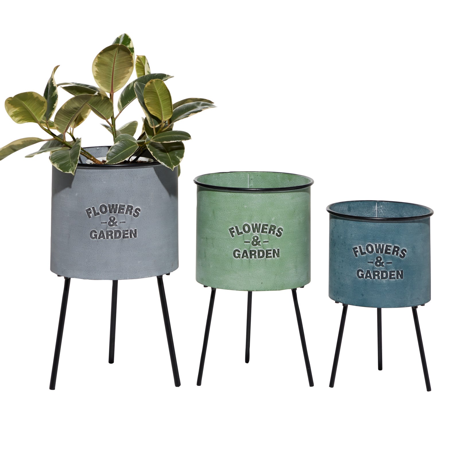 Multicolored Metal Farmhouse Planter Set