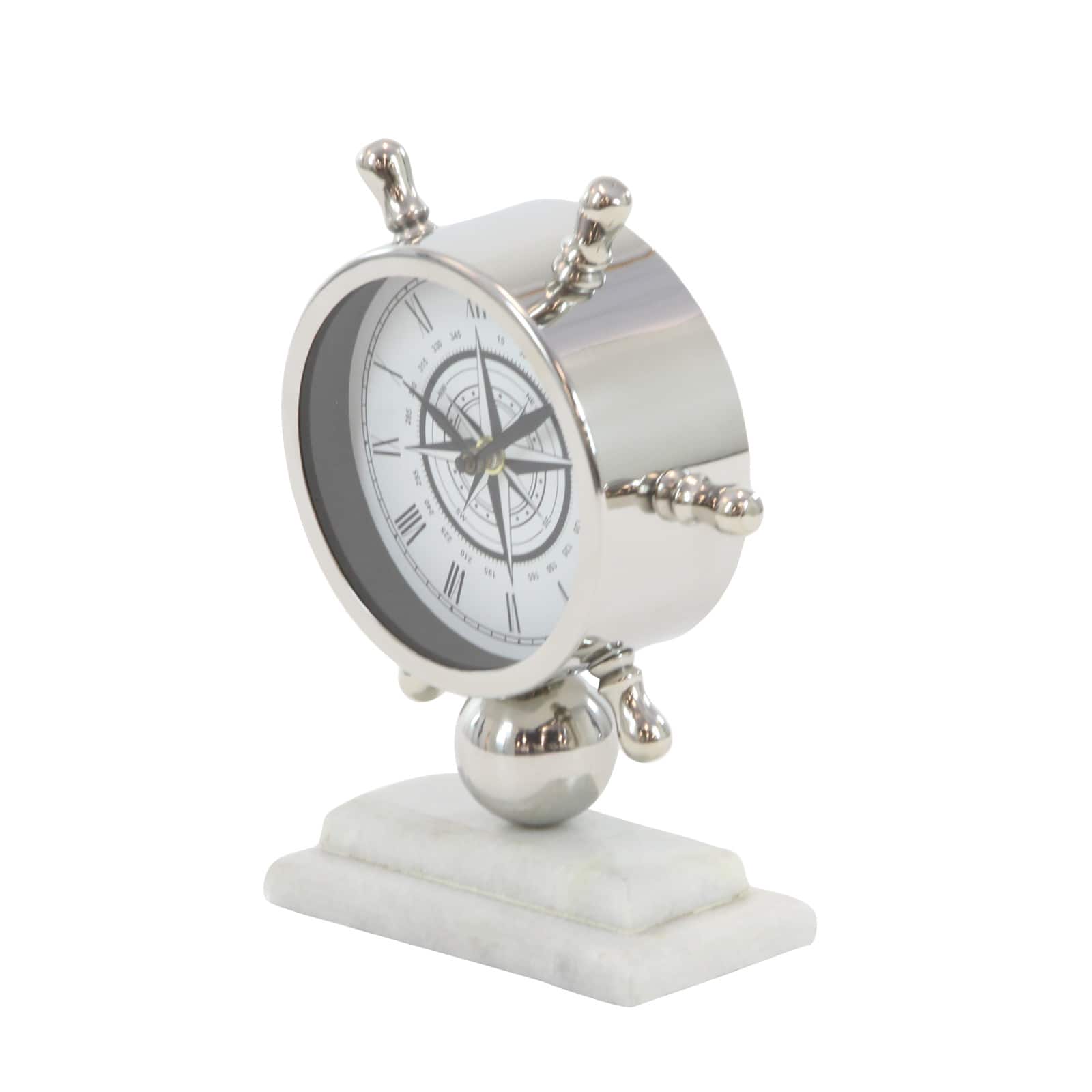 9" Silver Stainless Steel & Ceramic Boat Helm Clock