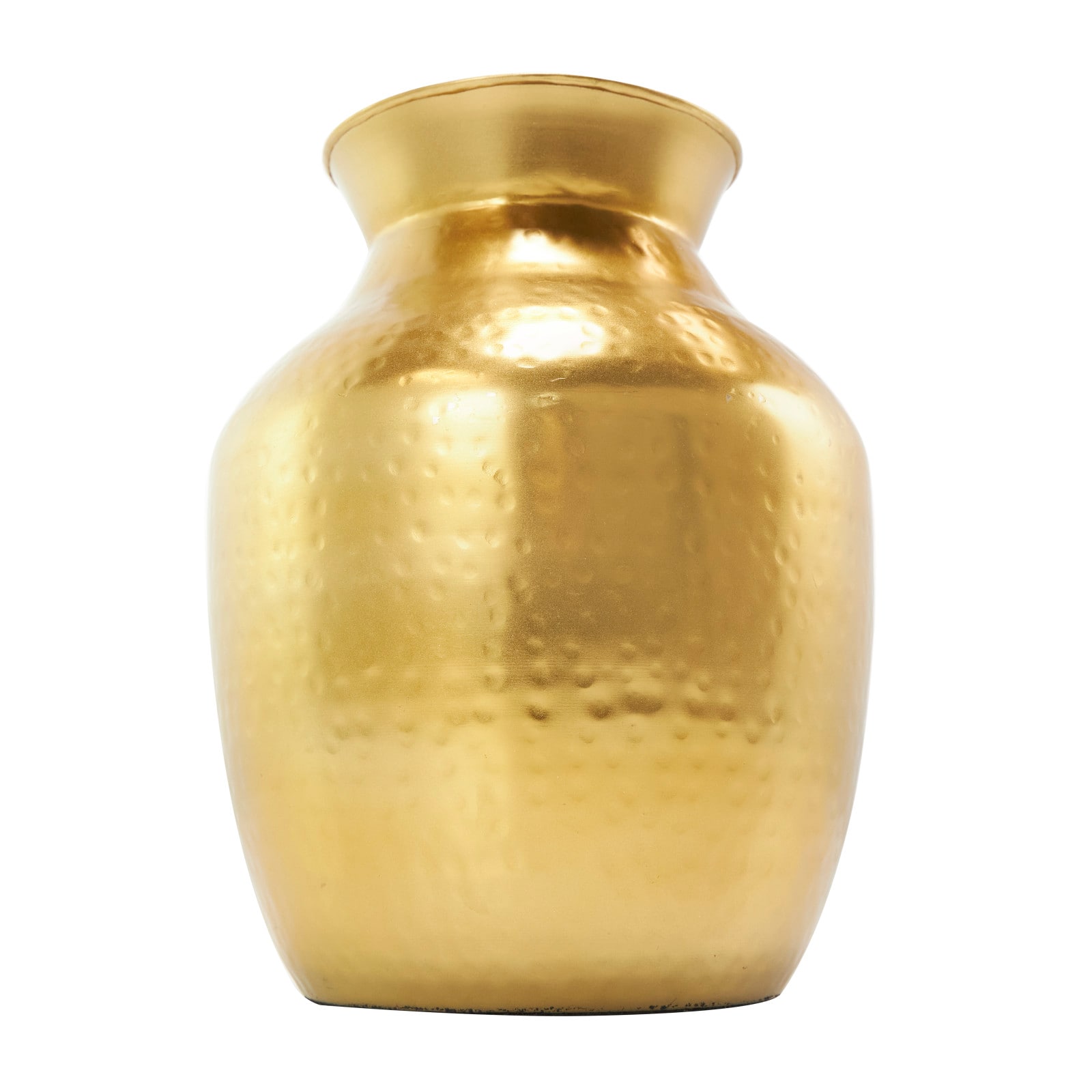 12&#x22; Gold Metal Hammered Spotted Vase