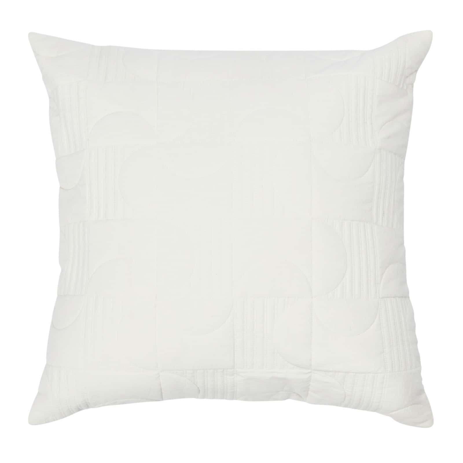 White Square Modern Geometric Quilted Pillow Cover