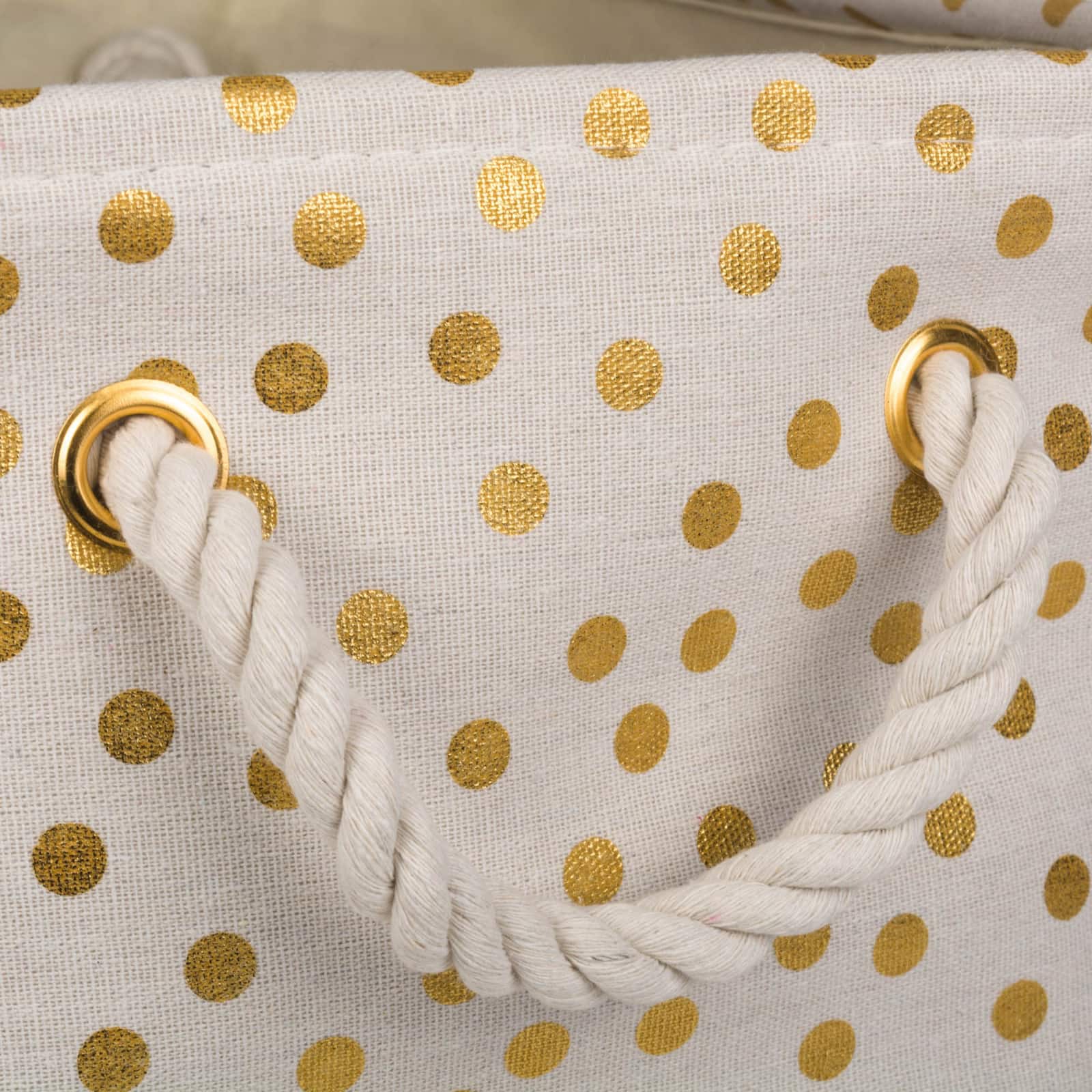 Medium Polyester Rectangle Bin With Gold Dots