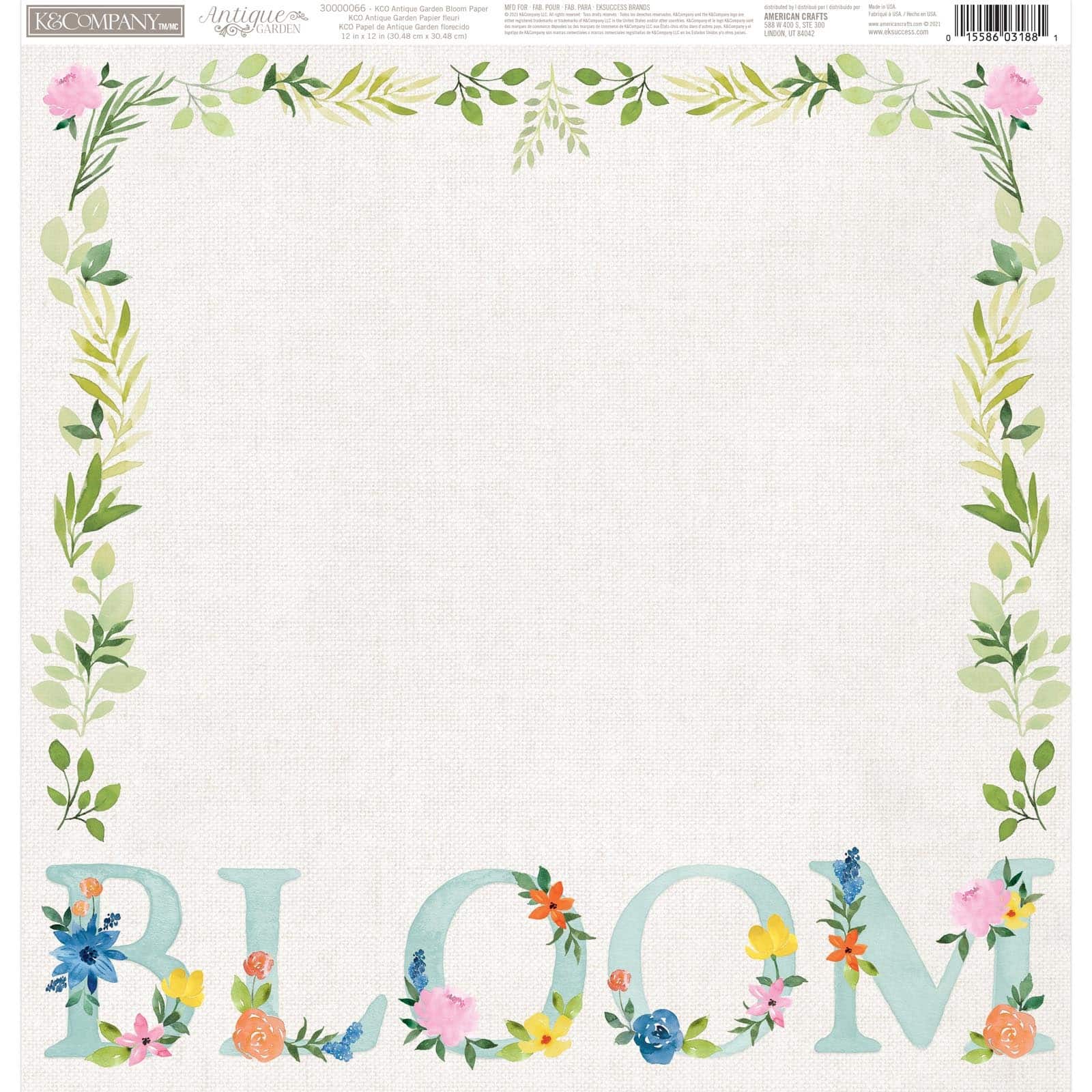 K &#x26; Company Garden Bloom 12&#x22; x 12&#x22; Double-Sided Paper, 25 Sheets