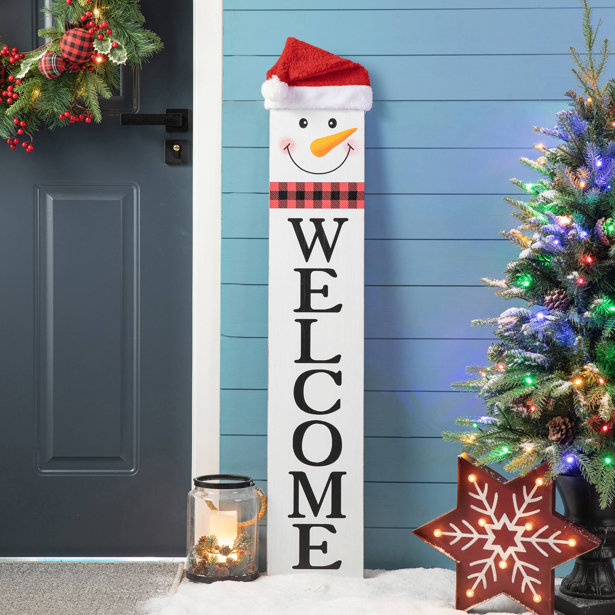 Glitzhome 36 in. Wooden Easel Porch Sign, with 2 Changeable Double Sided  Sign Board (Fall & Christmas) GH2010100005 - The Home Depot