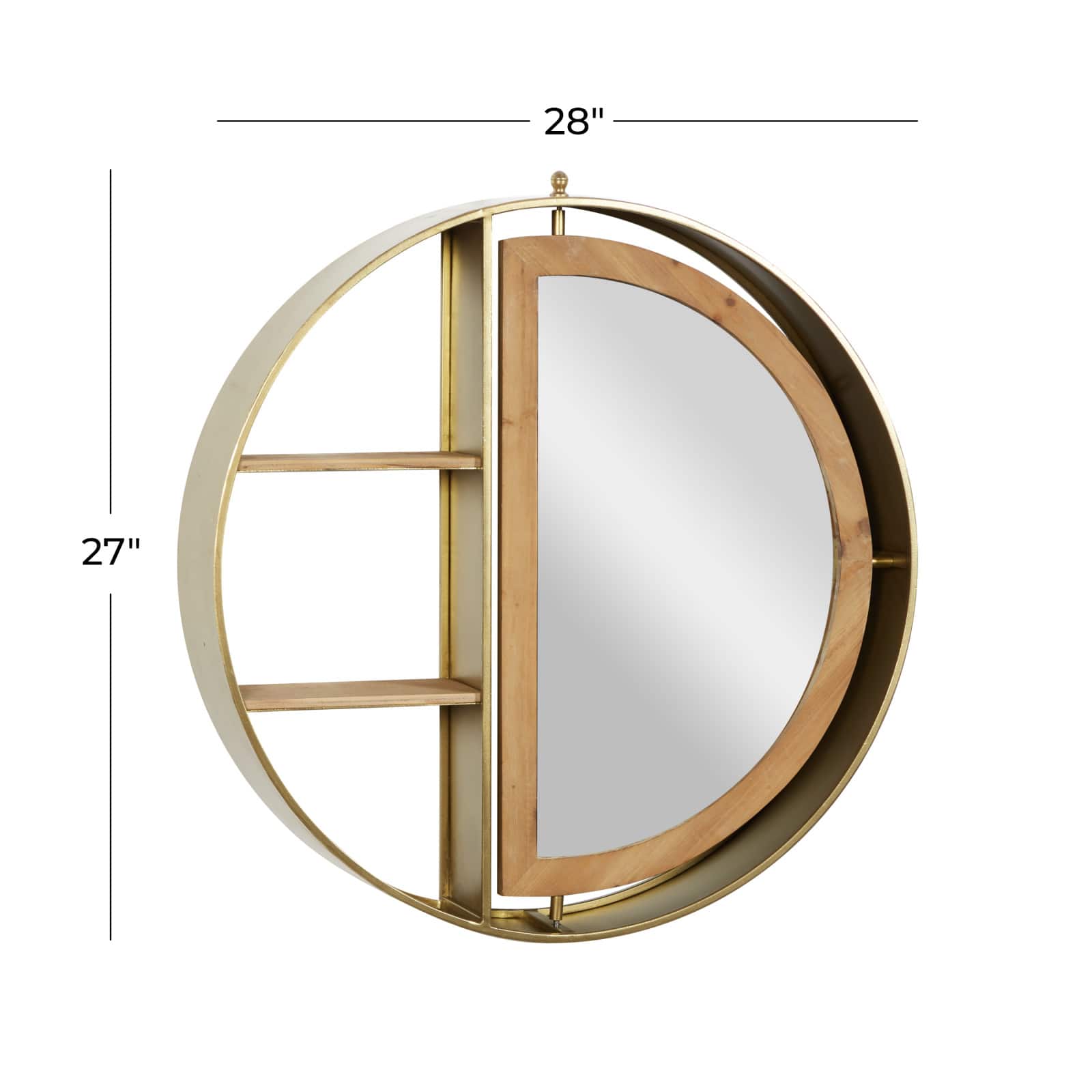 Gold Metal Contemporary Wall Shelf, 27" x 28" x 5"