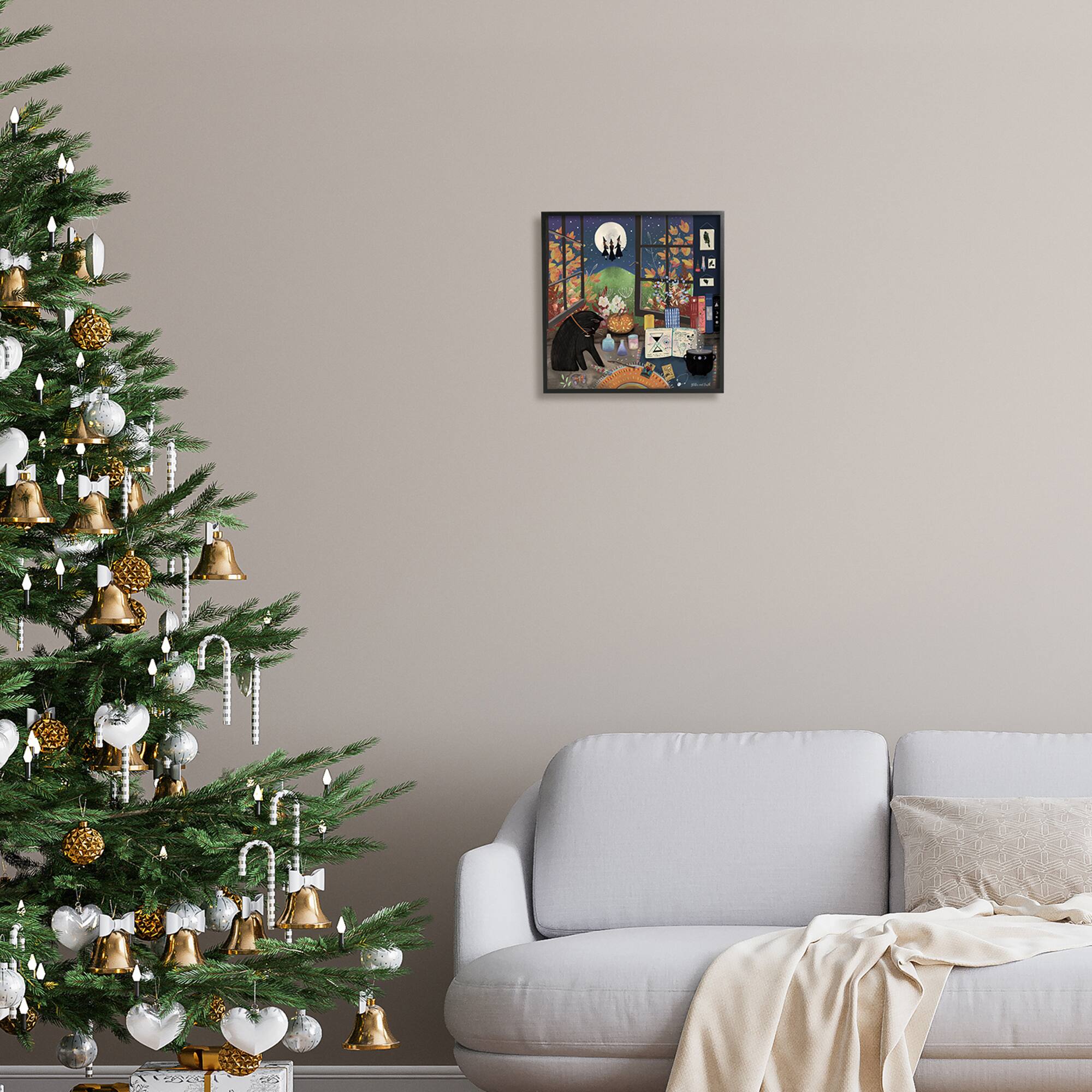 Stupell Industries Halloween Witches Autumn Moon Framed Giclee Art