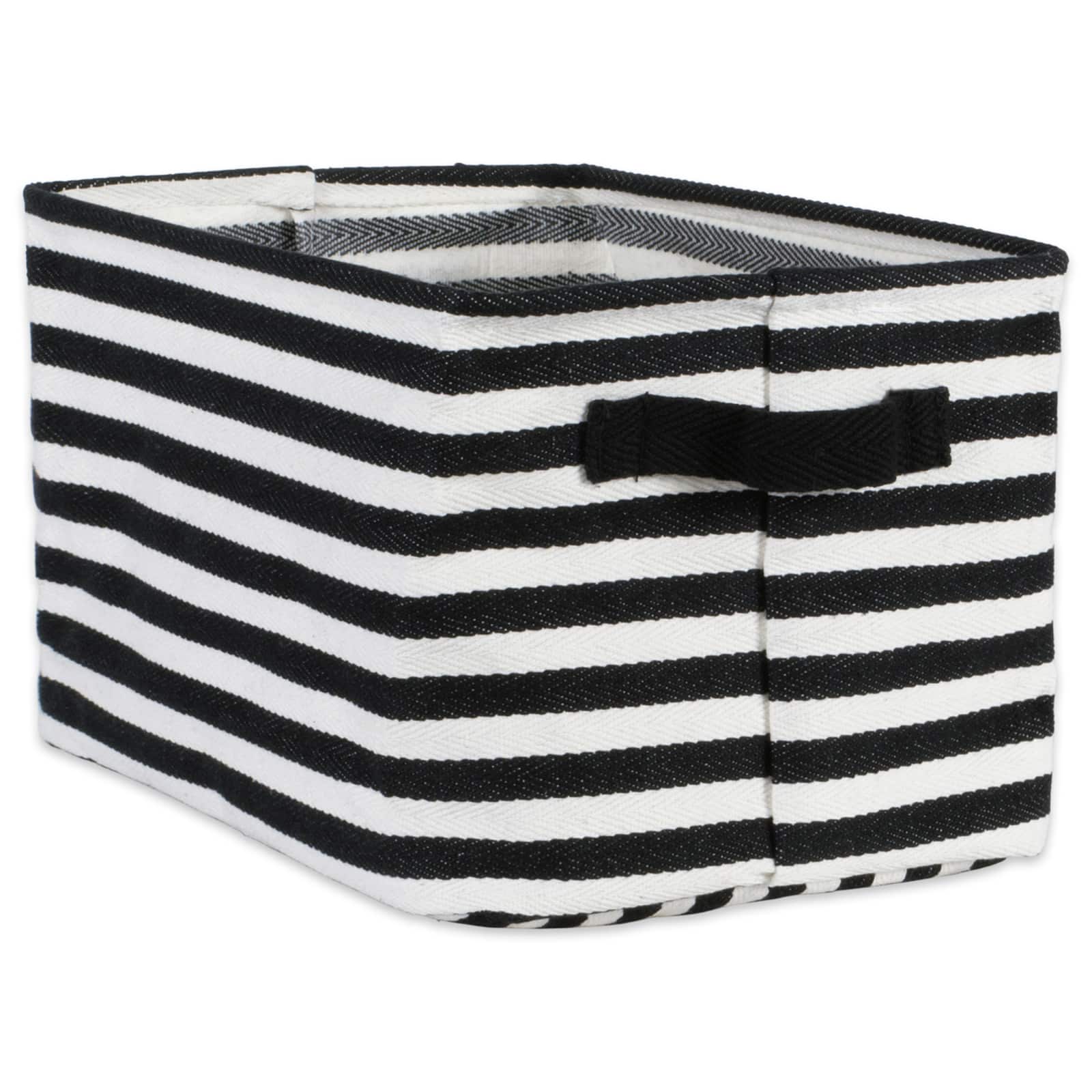 DII® Stripes PE-Coated Herringbone Woven Cotton Laundry Bin Set