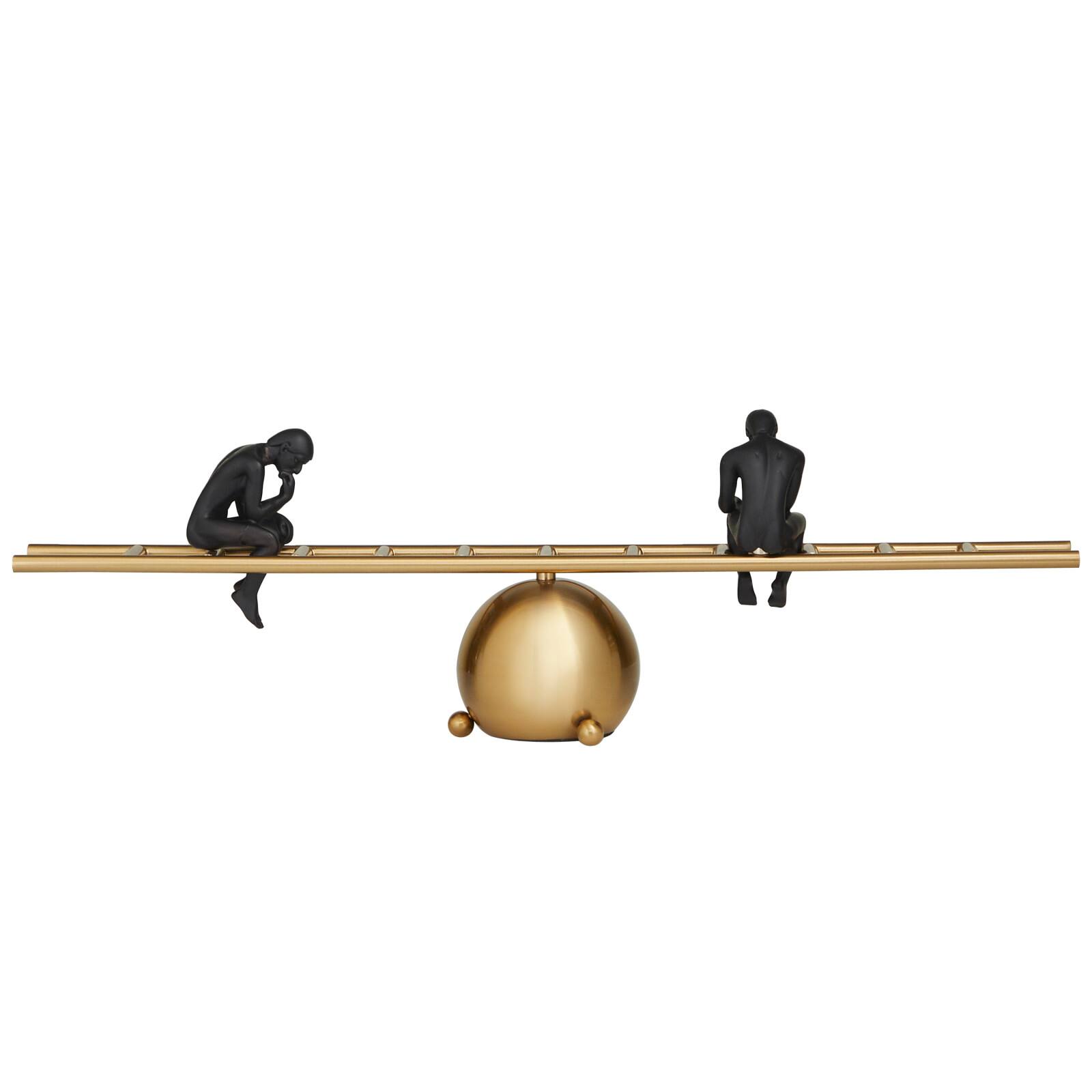 27&#x22; Gold Metal Thinking People Sculpture with Balancing Ladder