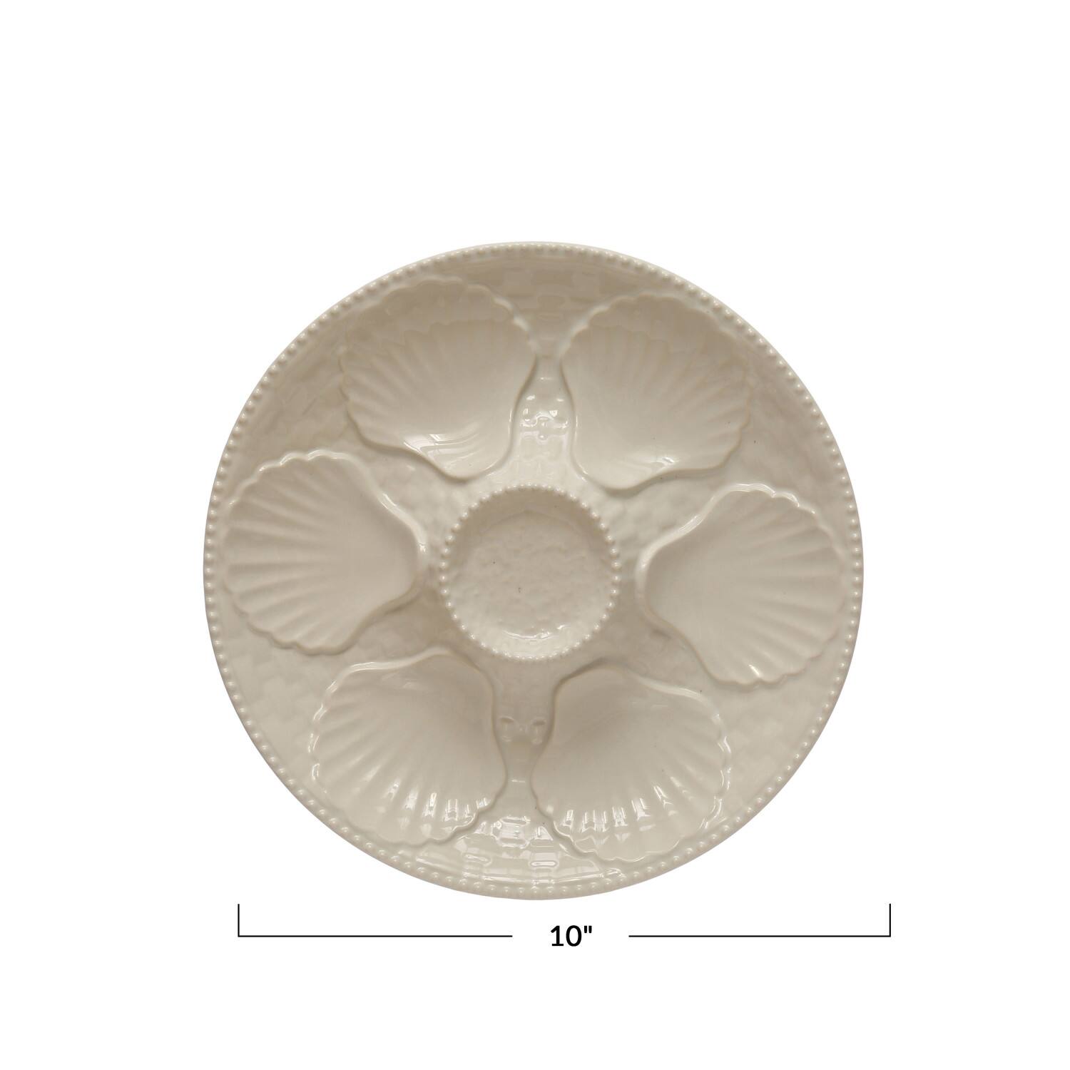 Hello Honey® 10" Matte White Round Stoneware Oyster Plate