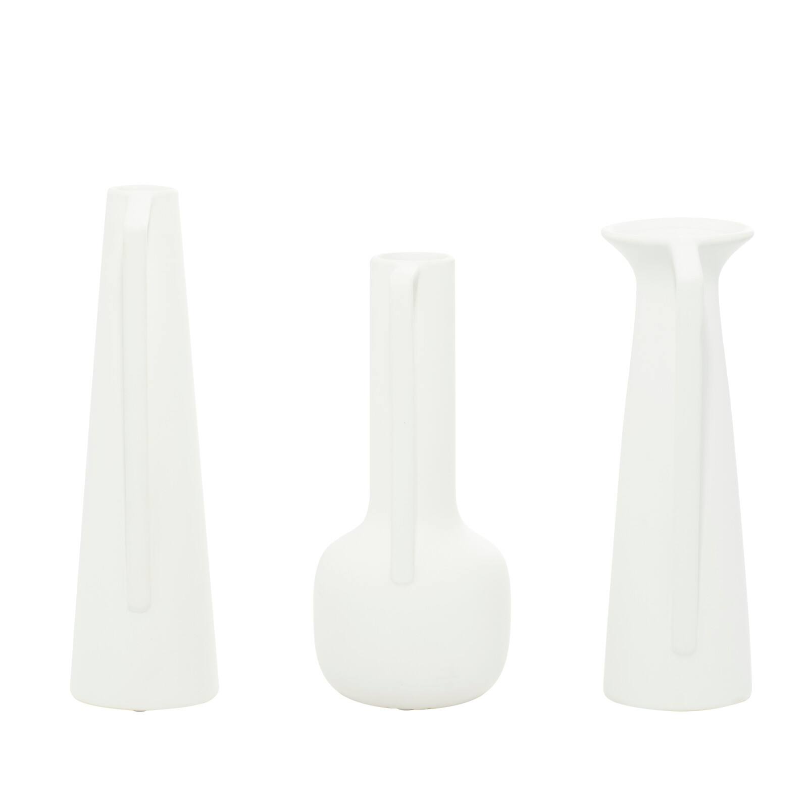 CosmoLiving by Cosmopolitan Set of 3 White Ceramic Modern Vase, 13", 12", 11"