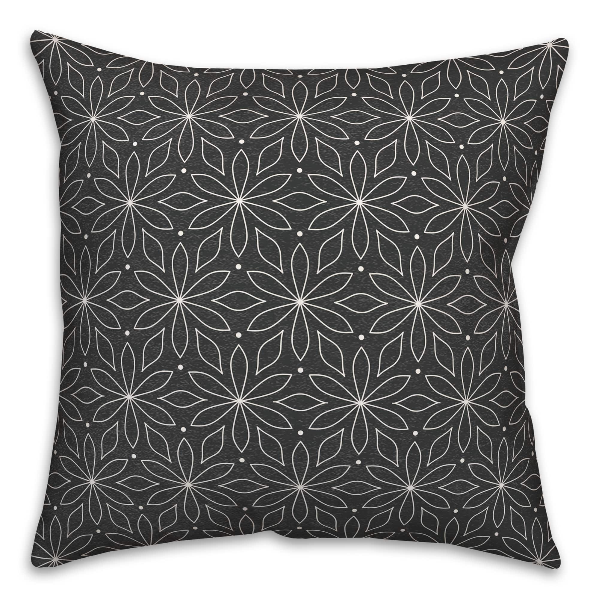 Monochromatic Flowers Throw Pillow 18" x 18"