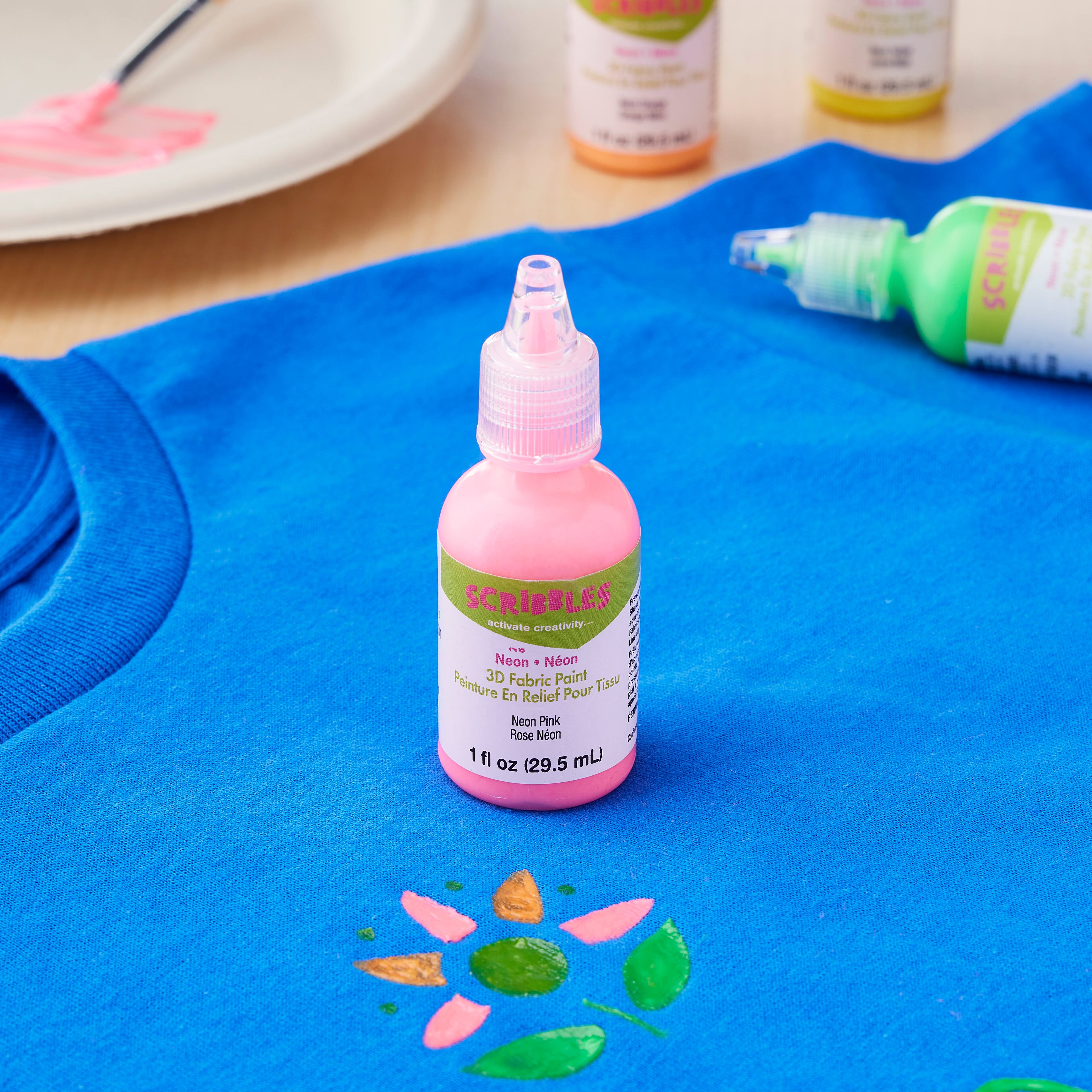 12 Pack: Scribbles® Neon 3D Fabric Paint