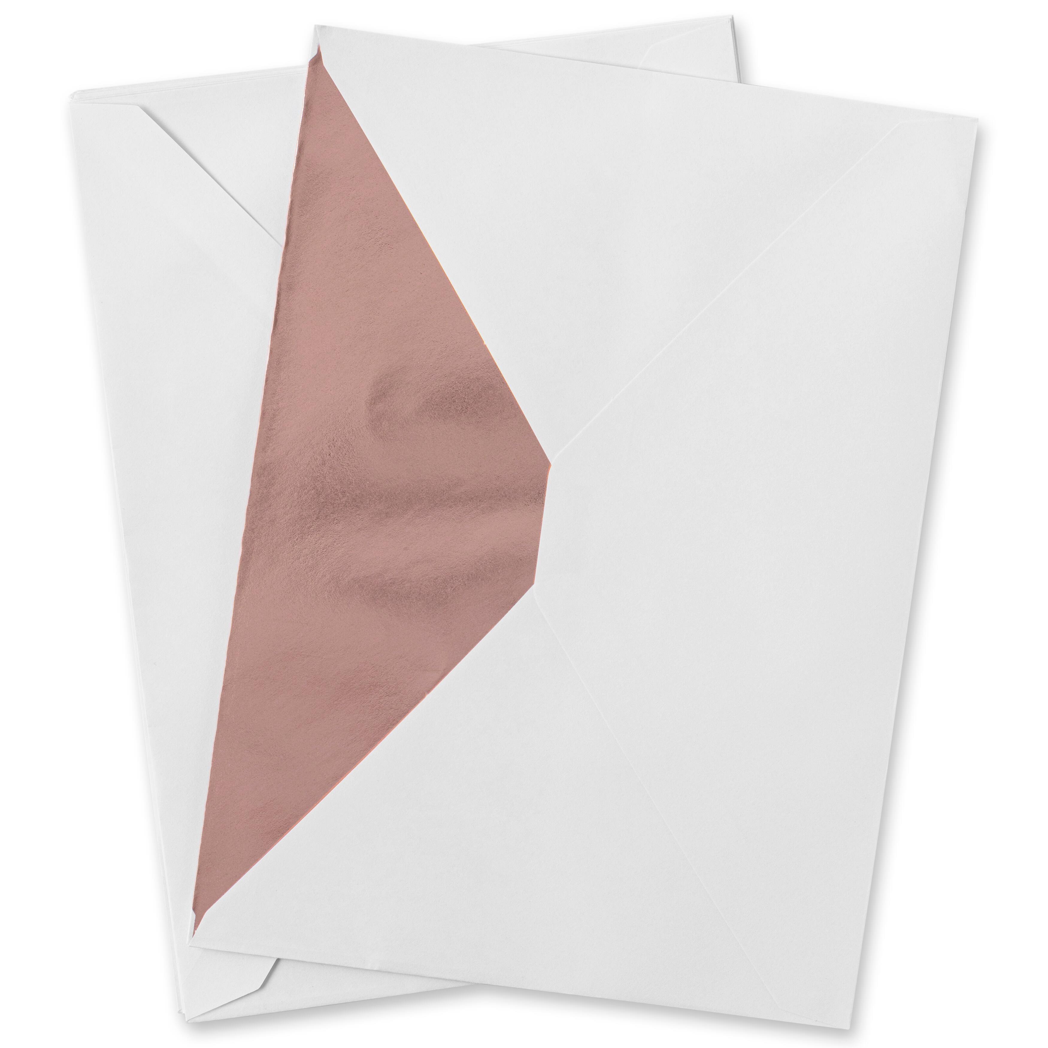 12 Packs: 10 ct. (120 total) 5.25&#x22; x 7.25&#x22; Rose Gold Foil Lined Envelopes by Recollections&#x2122;