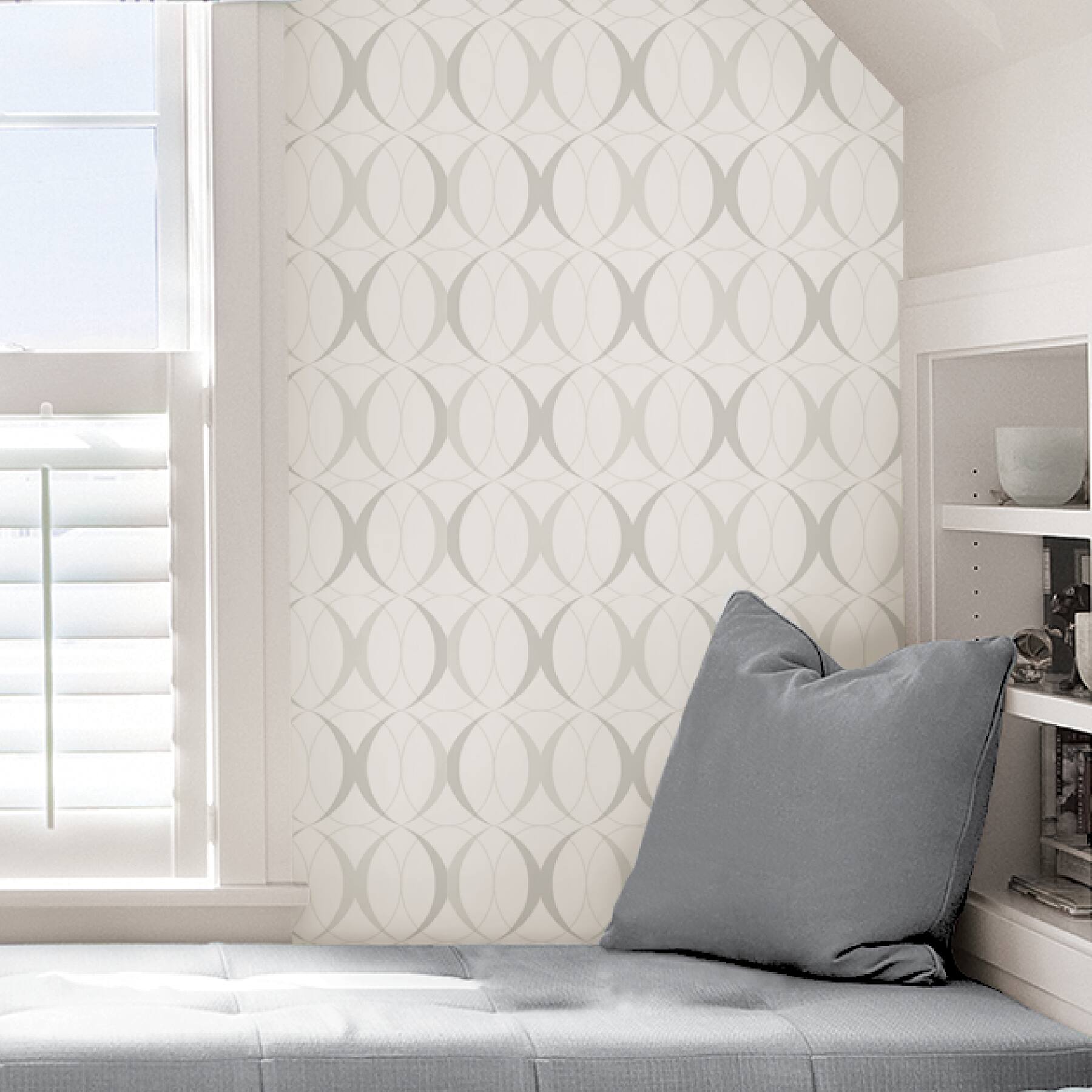 NuWallpaper Circulate Light Silver Peel &#x26; Stick Wallpaper