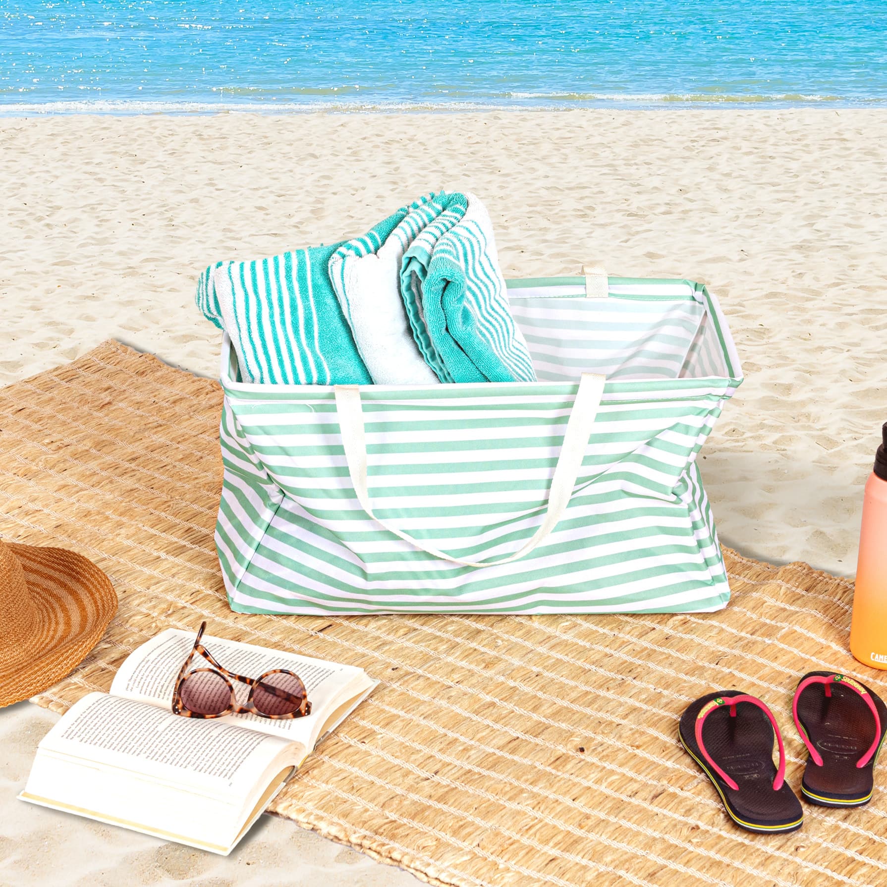 Krush Canvas Tote (Teal Stripe)