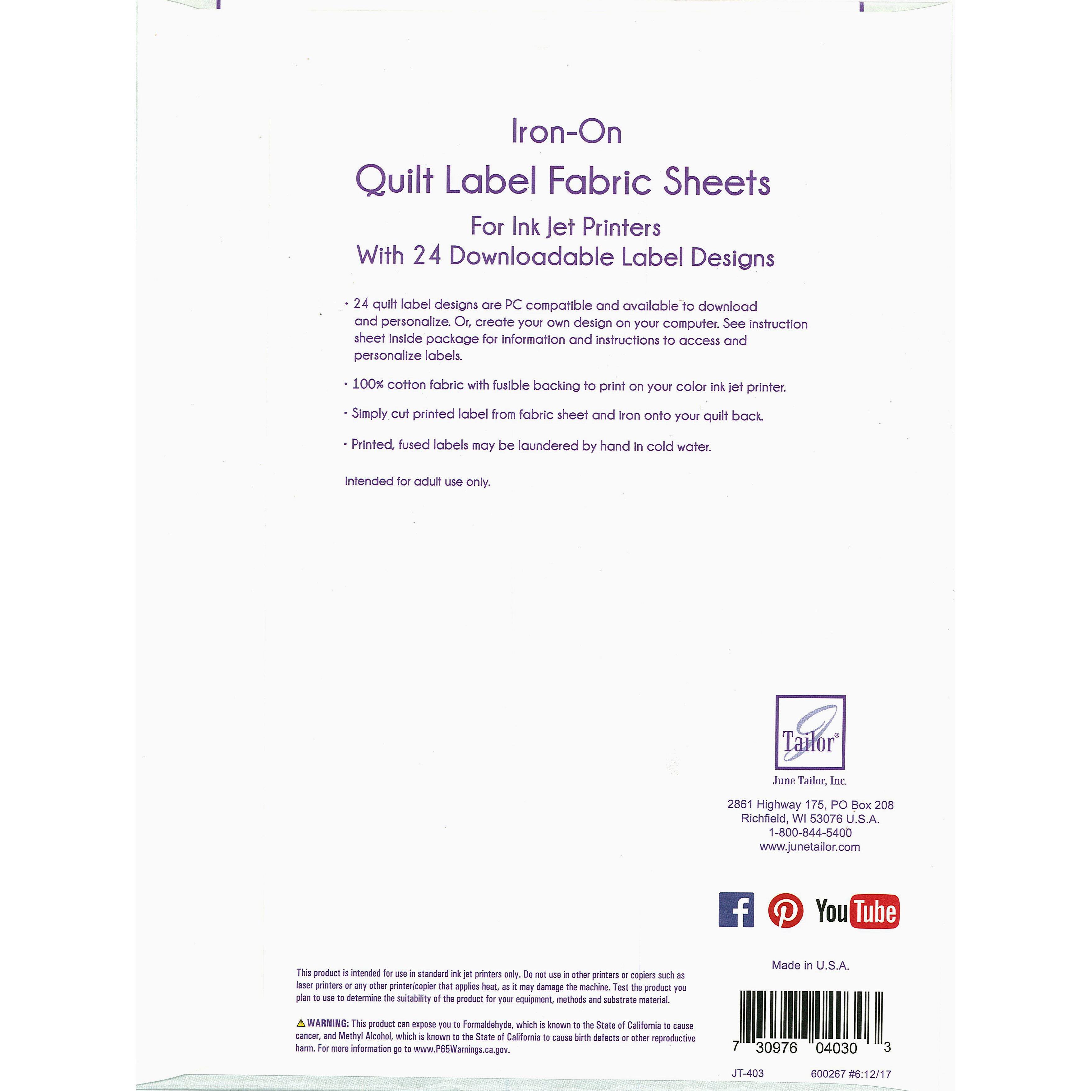 June Tailor® IronOn Quilt Label Fabric Sheets, 2ct. Michaels