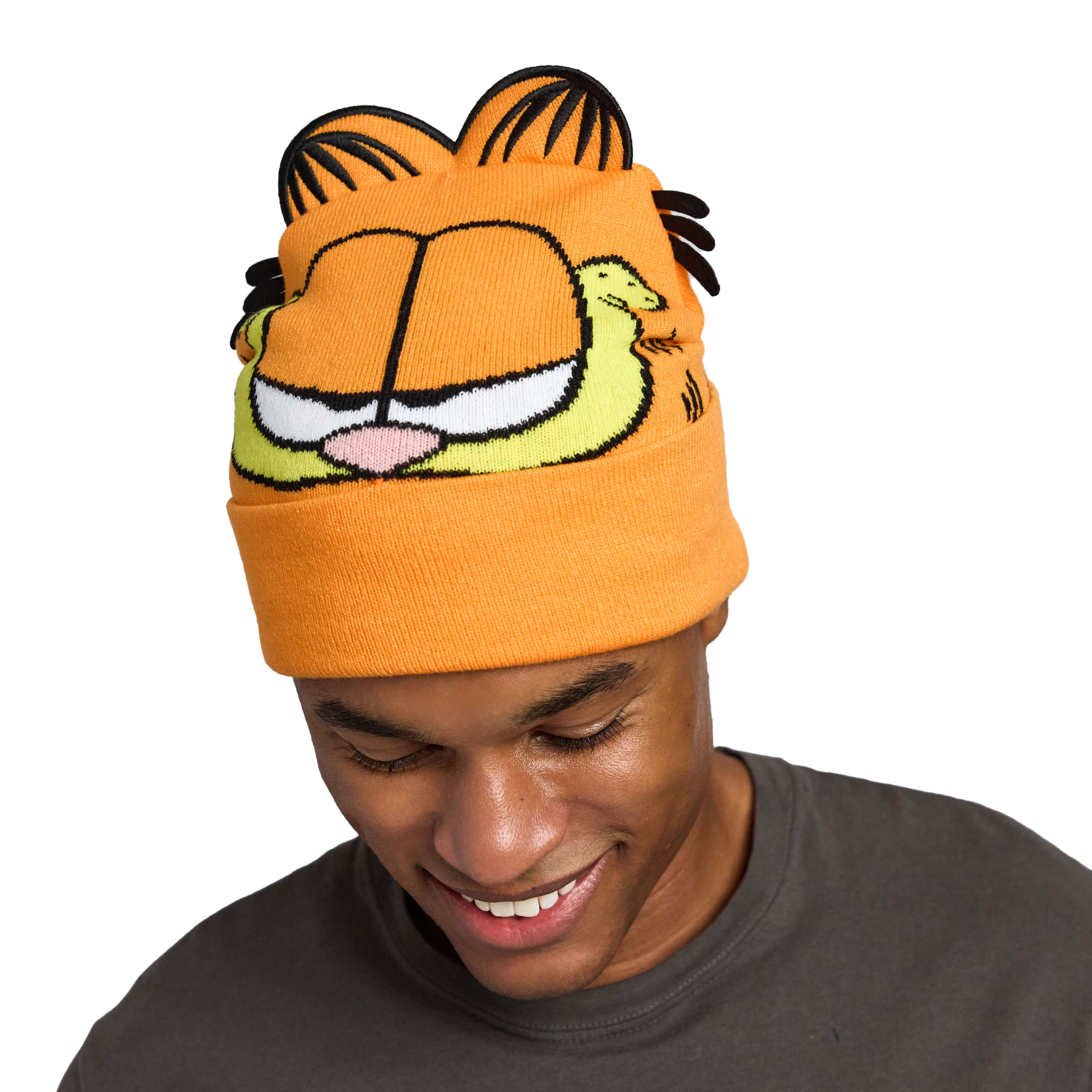 Garfield Face Beanie with 3D Ears