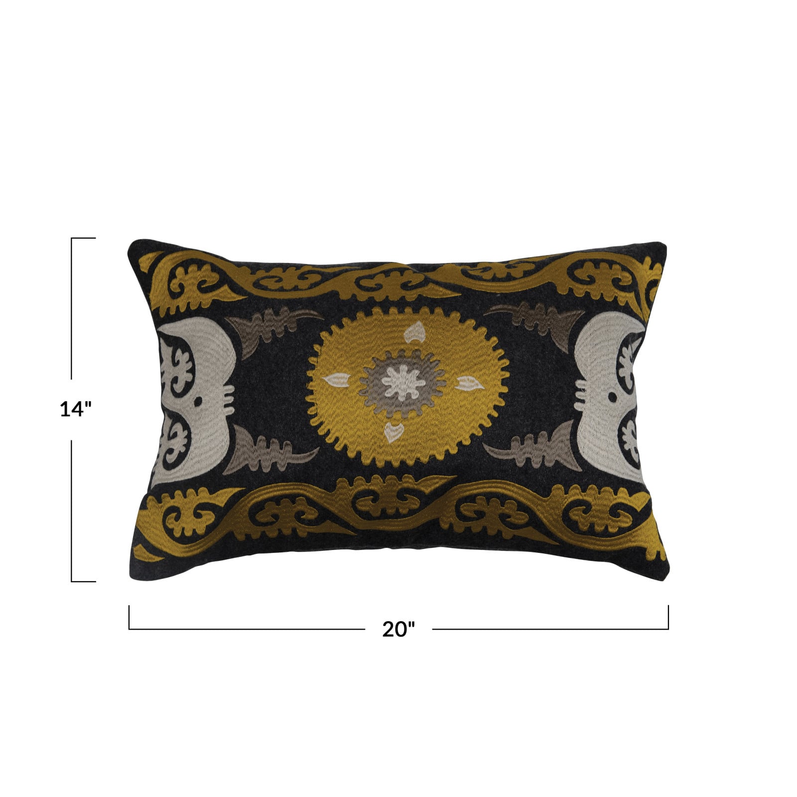 Hello Honey® Wool Blend Embroidered Lumbar Pillow