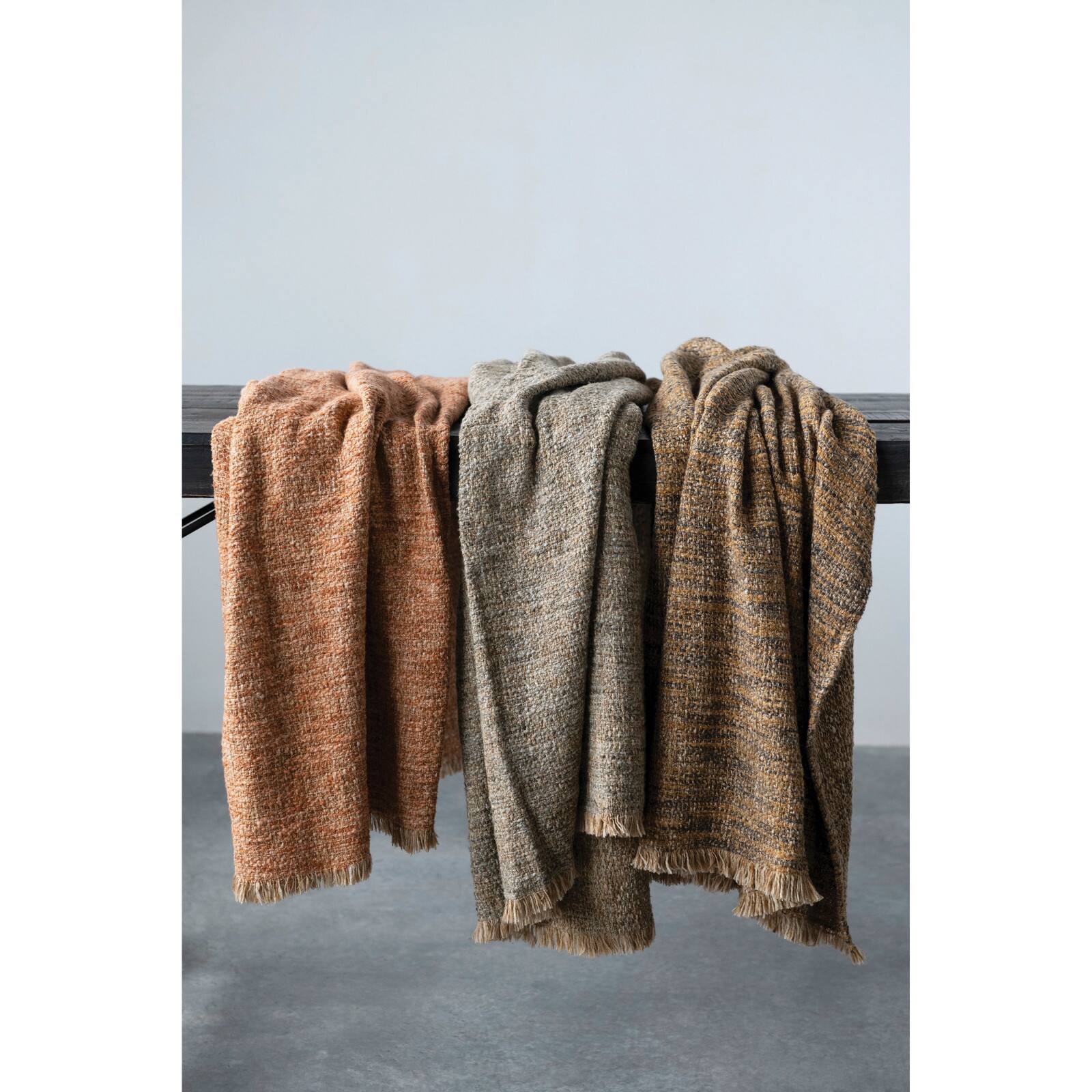 Hello Honey® Black & Tan Mélange Bouclé Throw with Fringe