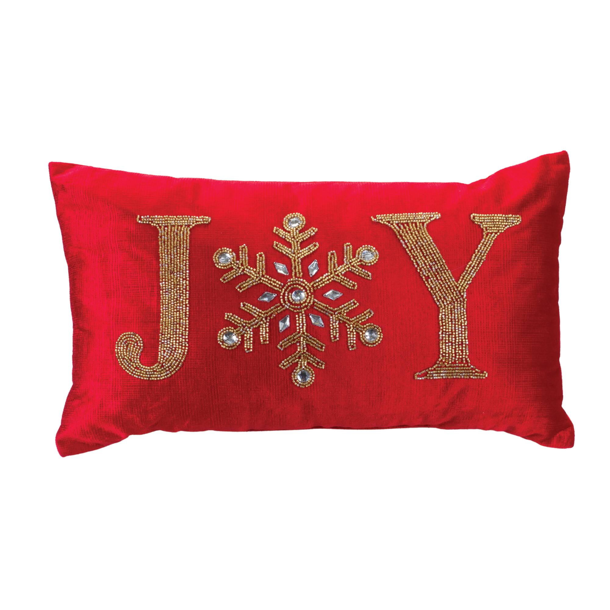 Red Beaded Joy &#x26; Noel Holiday Pillow Set