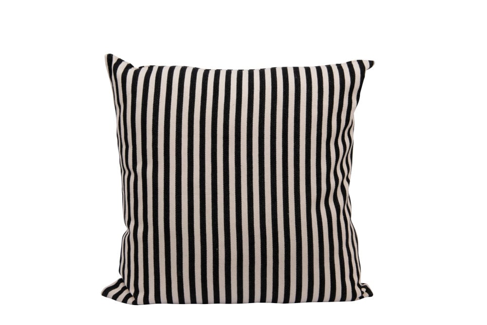 Black and Cream Woven Cotton Striped Pillow